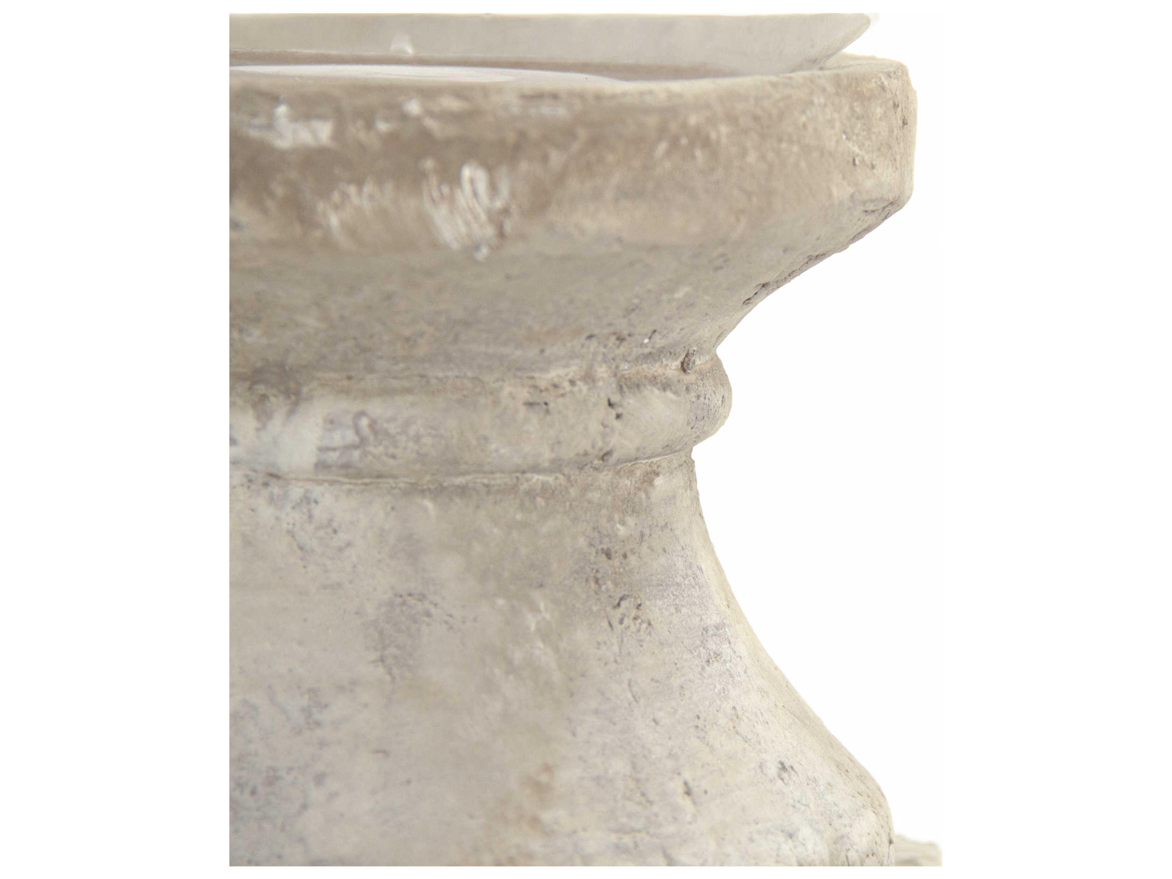 Zentique Distressed Off-White 13" High Candle Holder with Cement Base