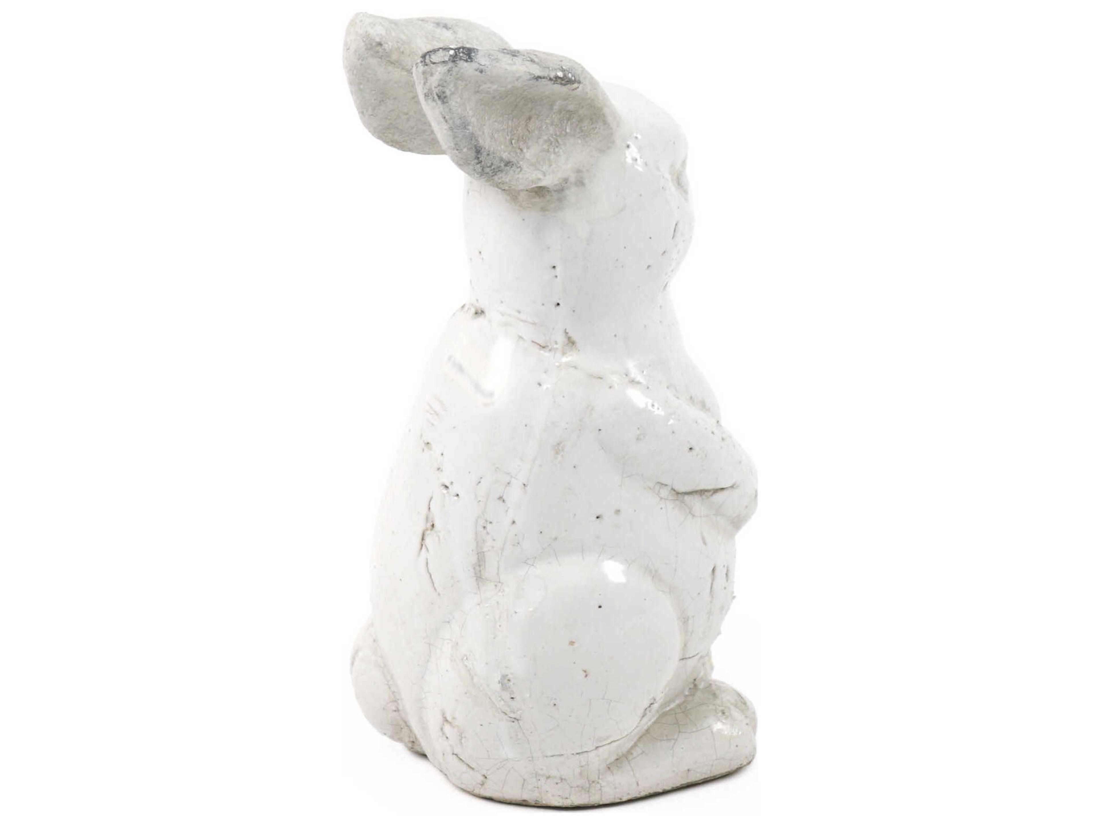 Zentique Rabbit Distressed White Sculpture Large