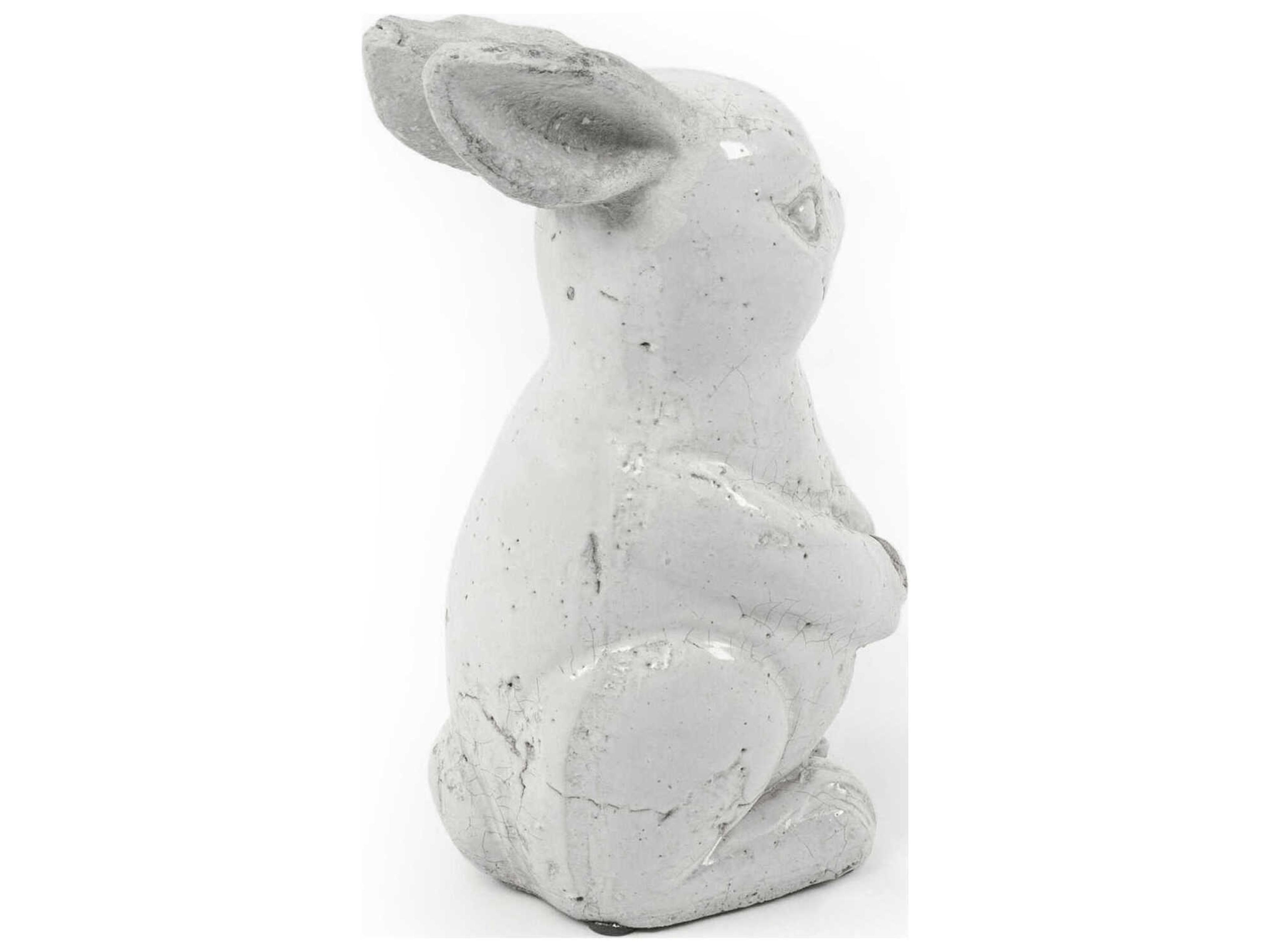 Zentique Rabbit Distressed White Sculpture Small