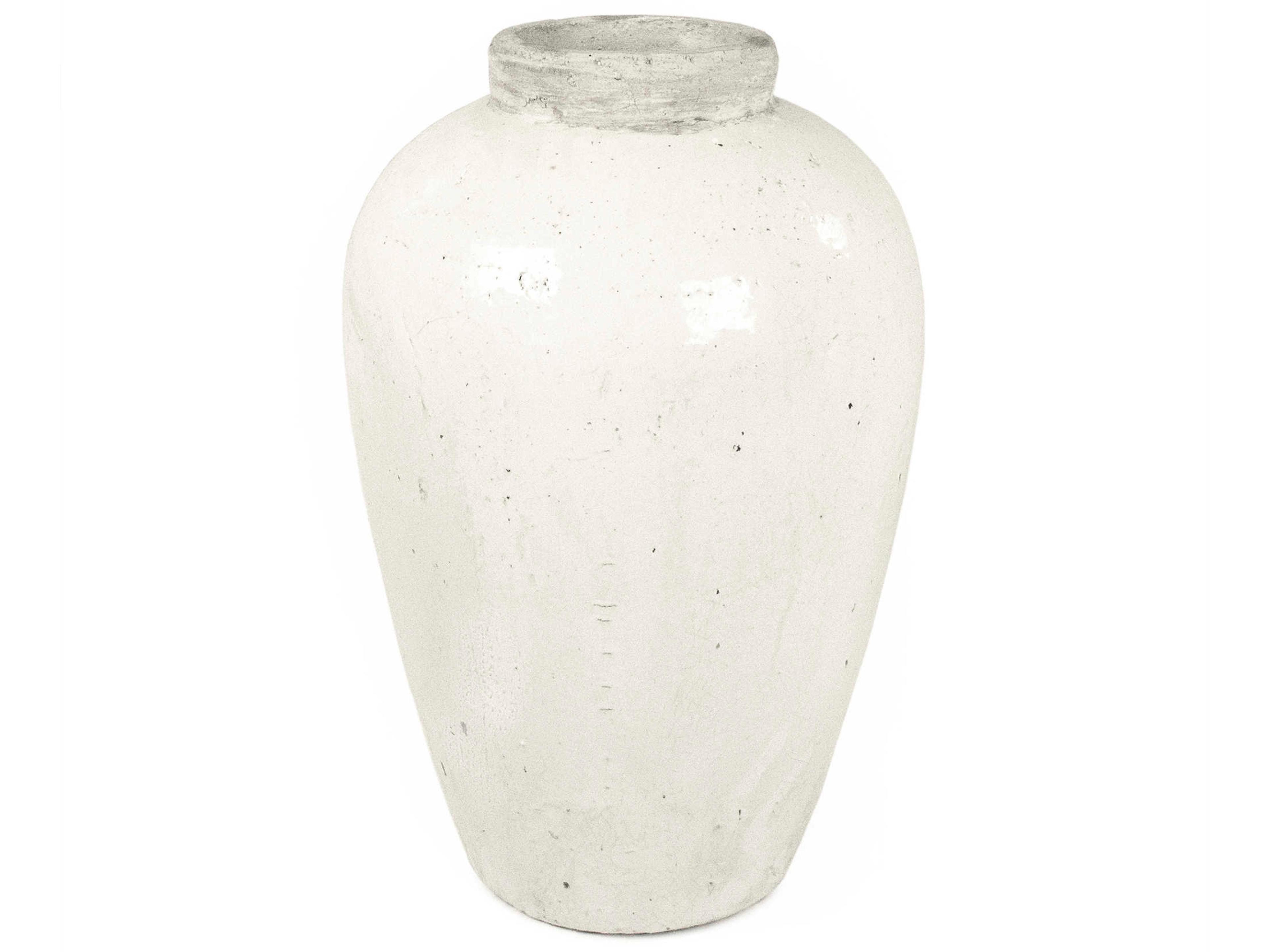 Zentique Distressed White 15" Vase
