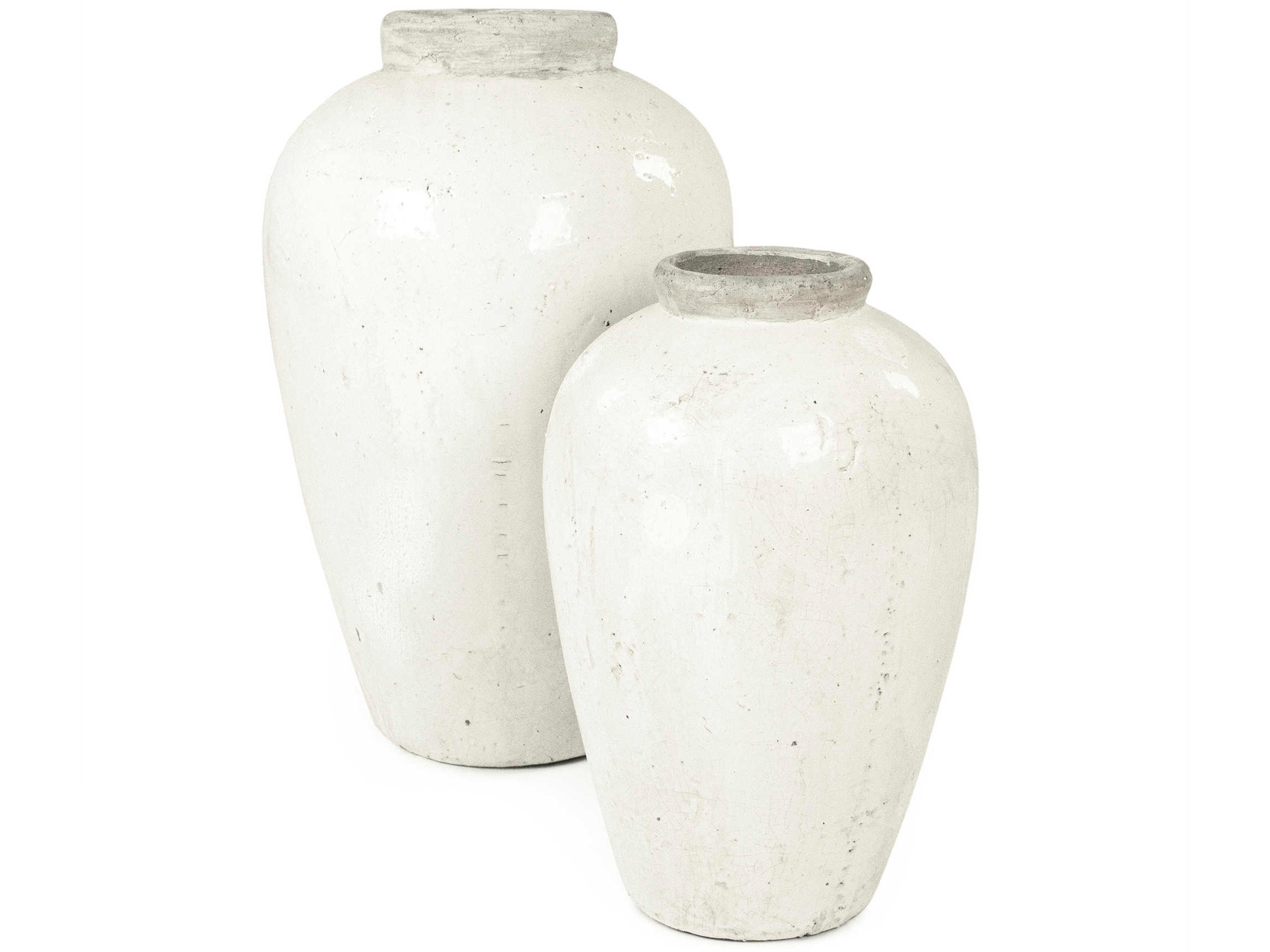 Zentique Distressed White 15" Vase