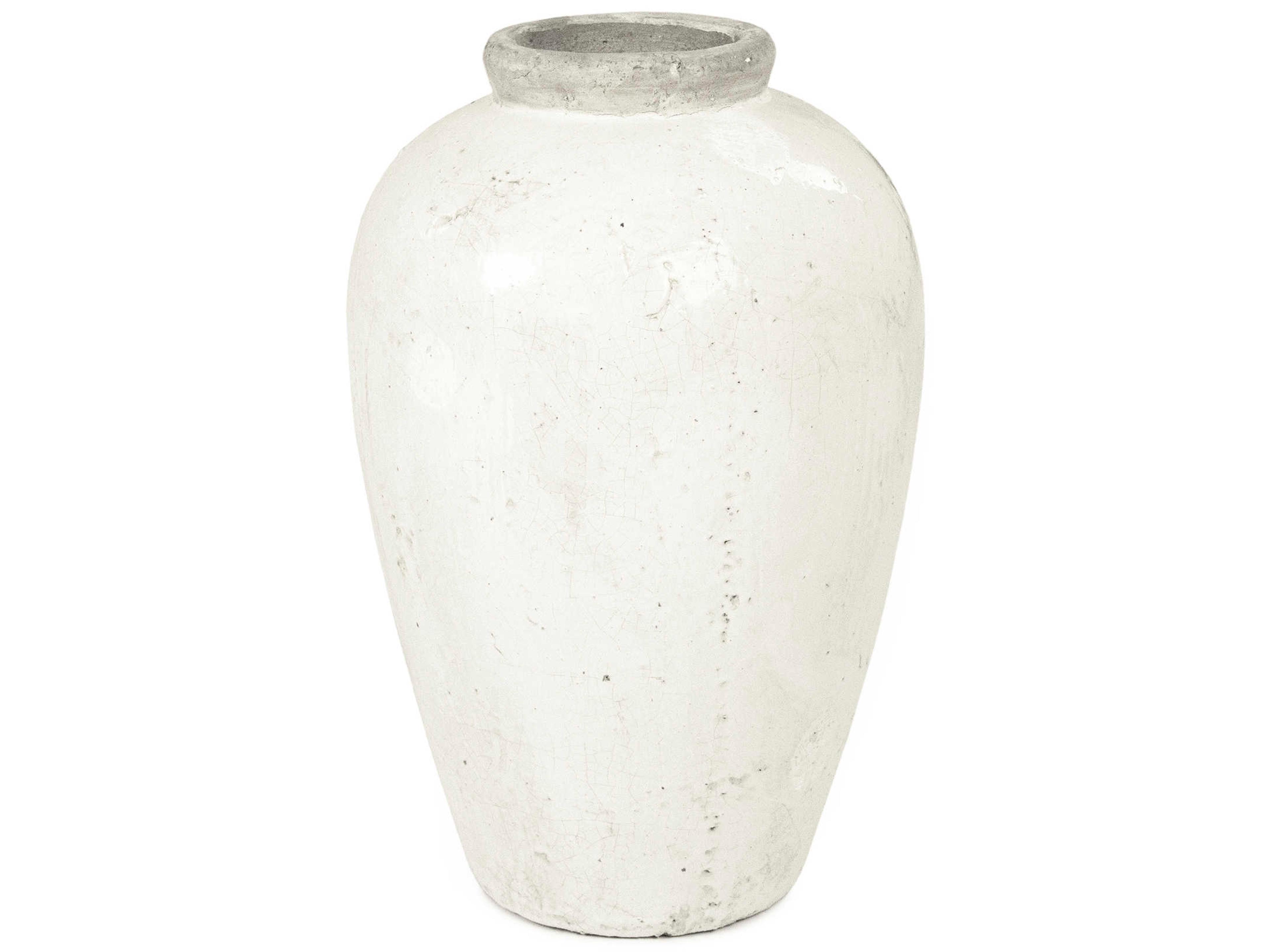 Zentique Distressed White Vase