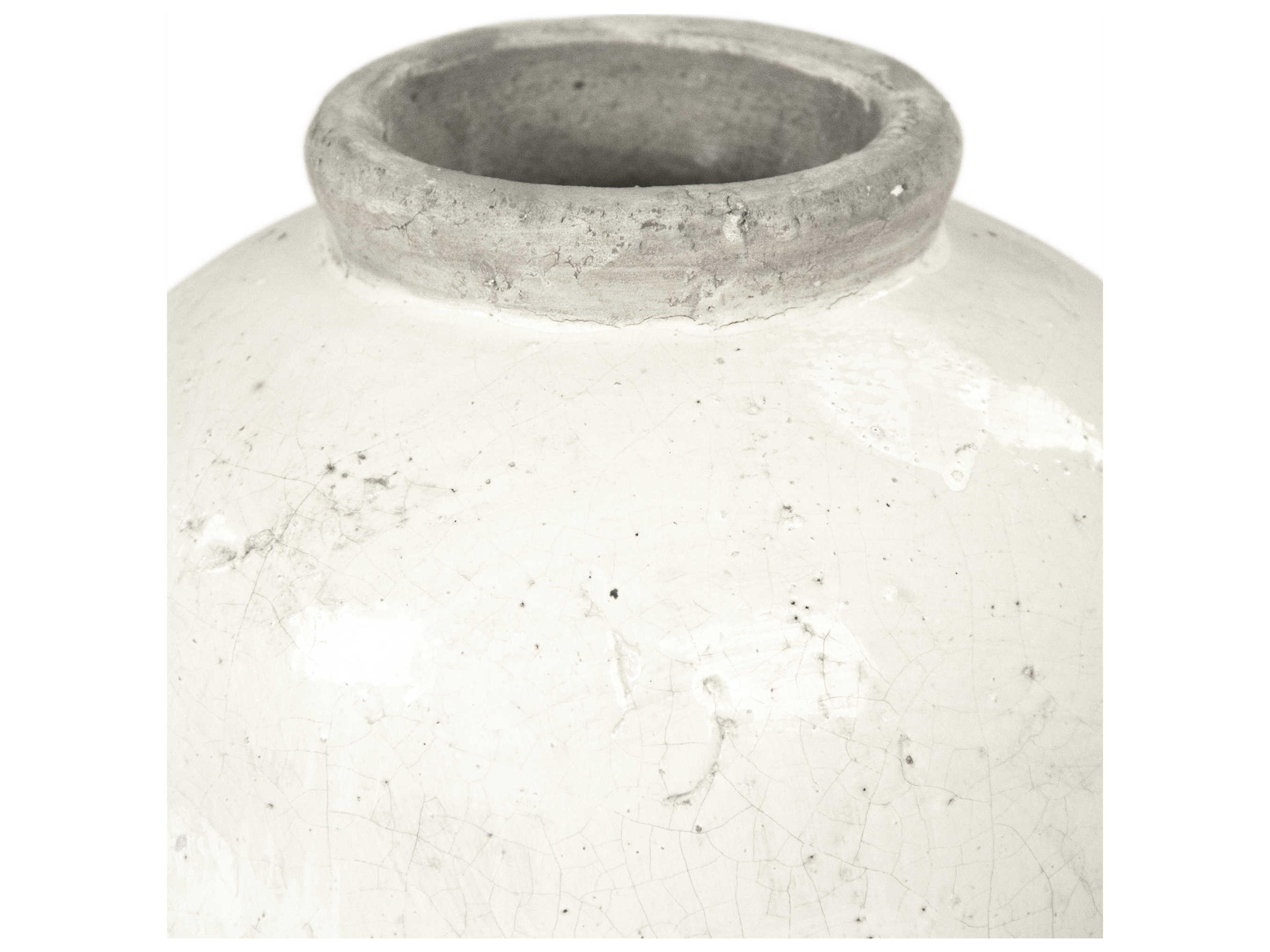 Zentique Distressed White Vase