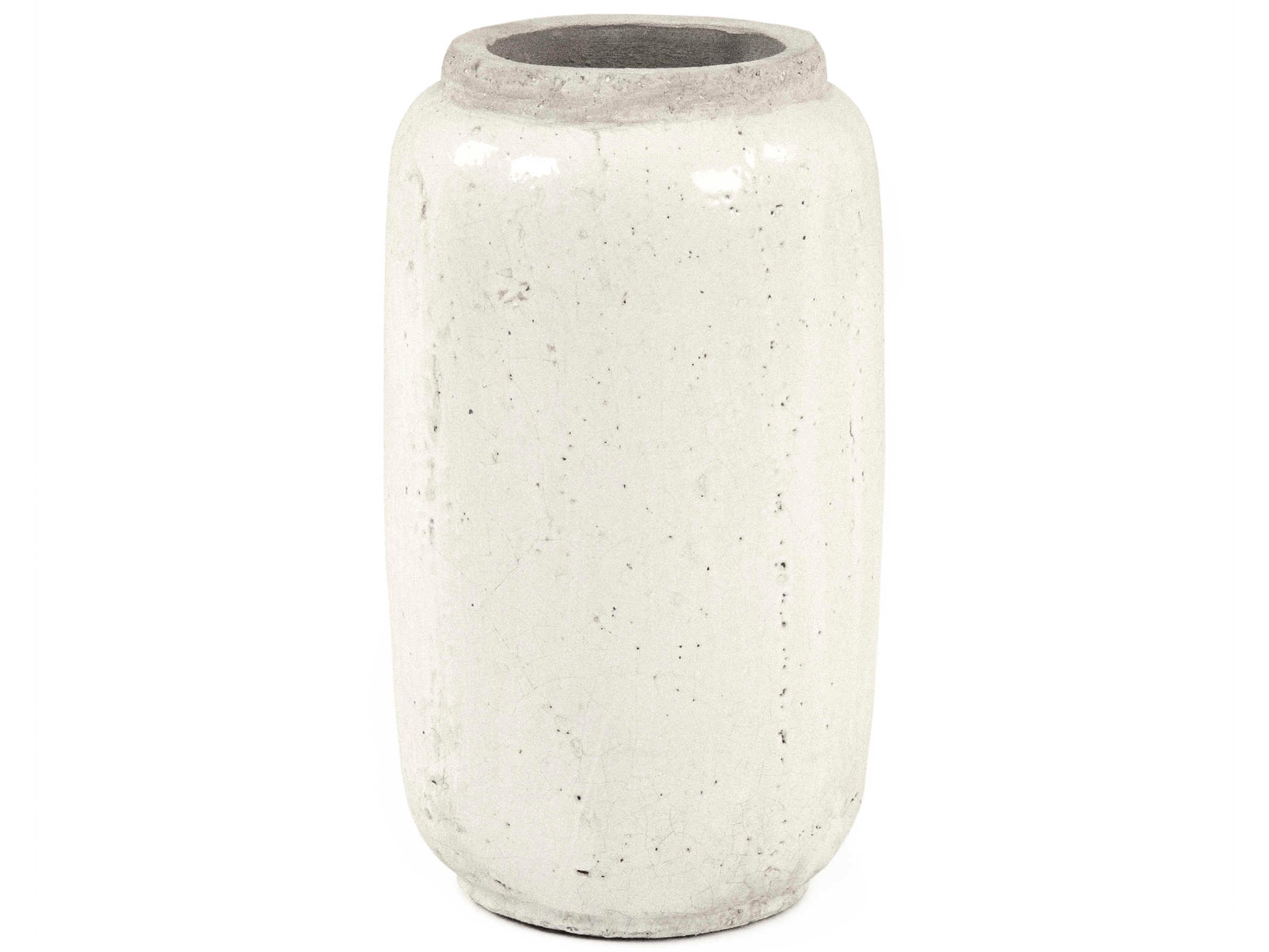 Zentique Distressed White 8" Vase