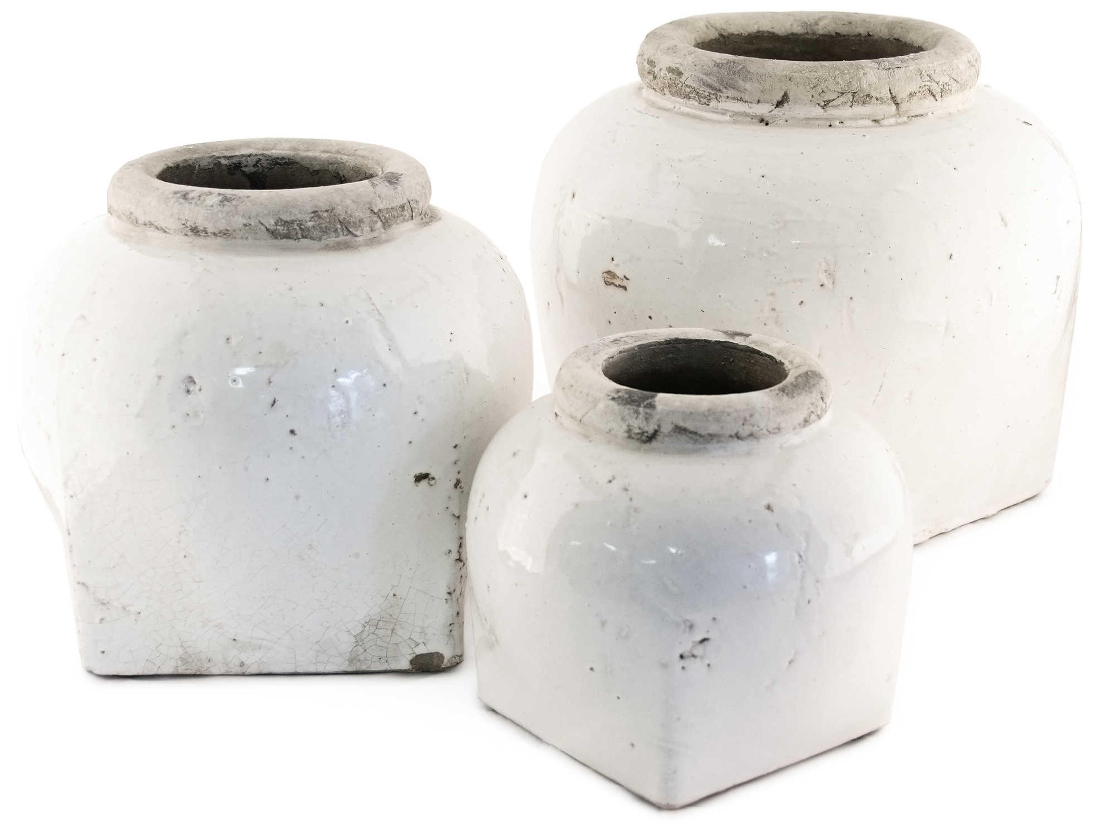 Zentique Distressed White 11" Jar Set of 2