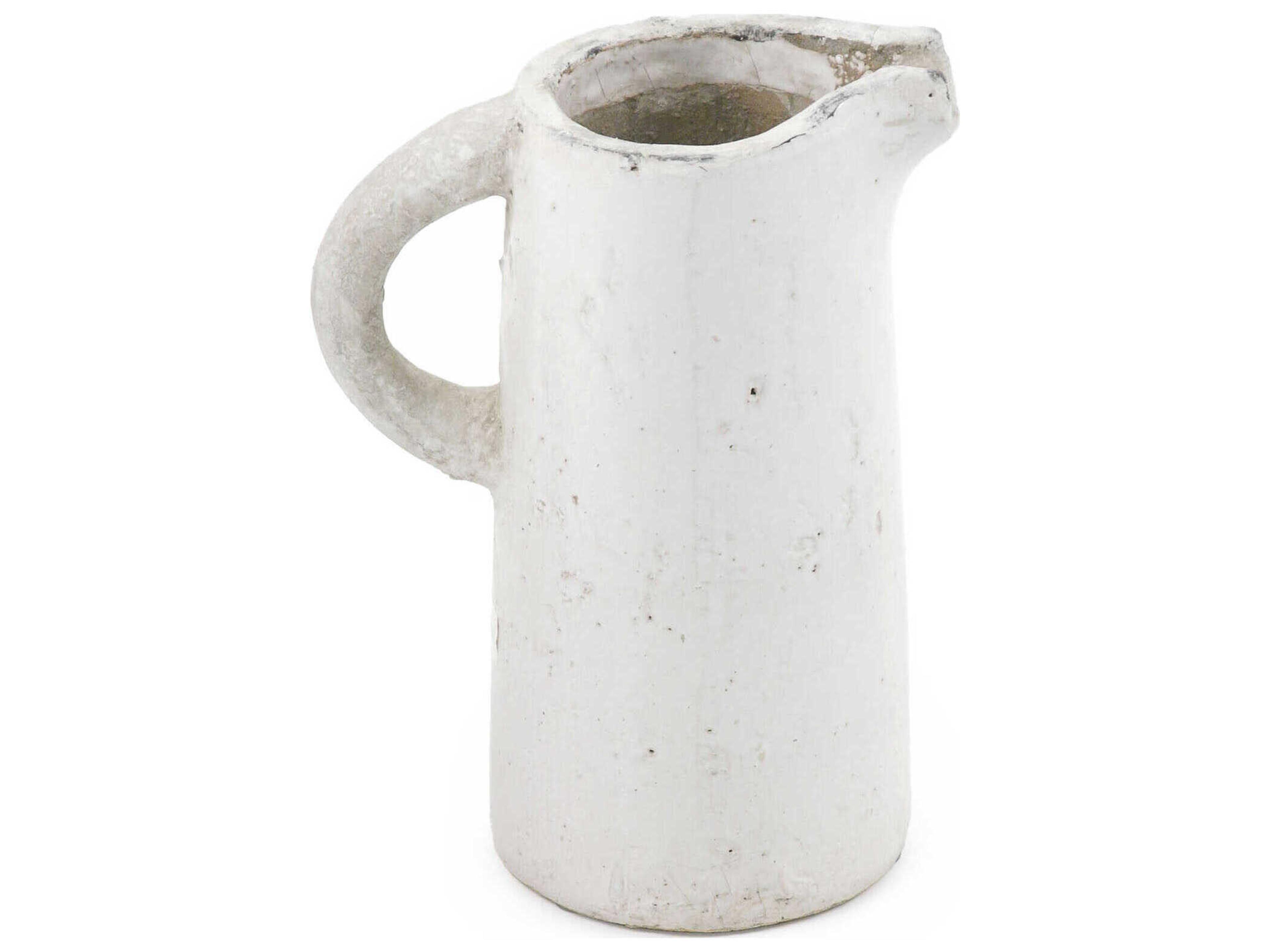 Zentique Distressed White Pitcher Vase Small