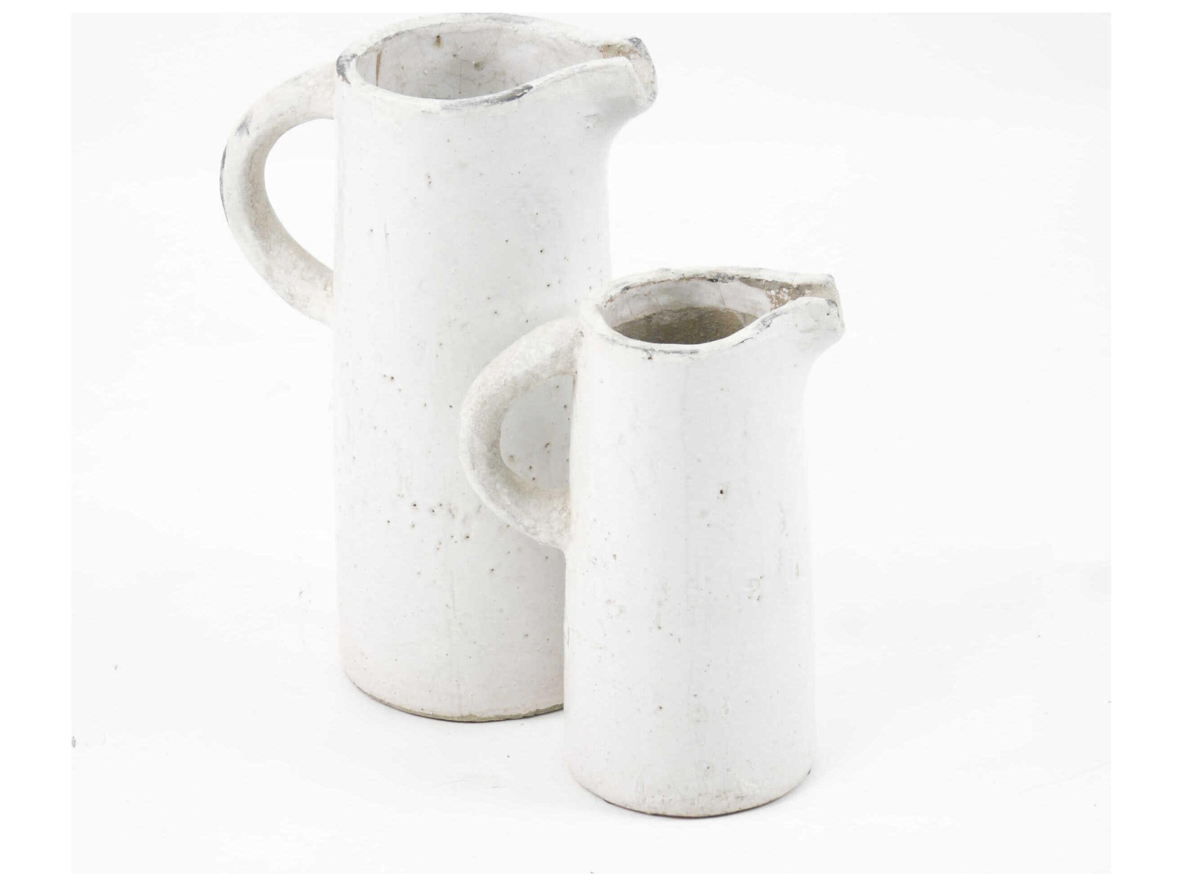 Zentique Distressed White Pitcher Vase Small