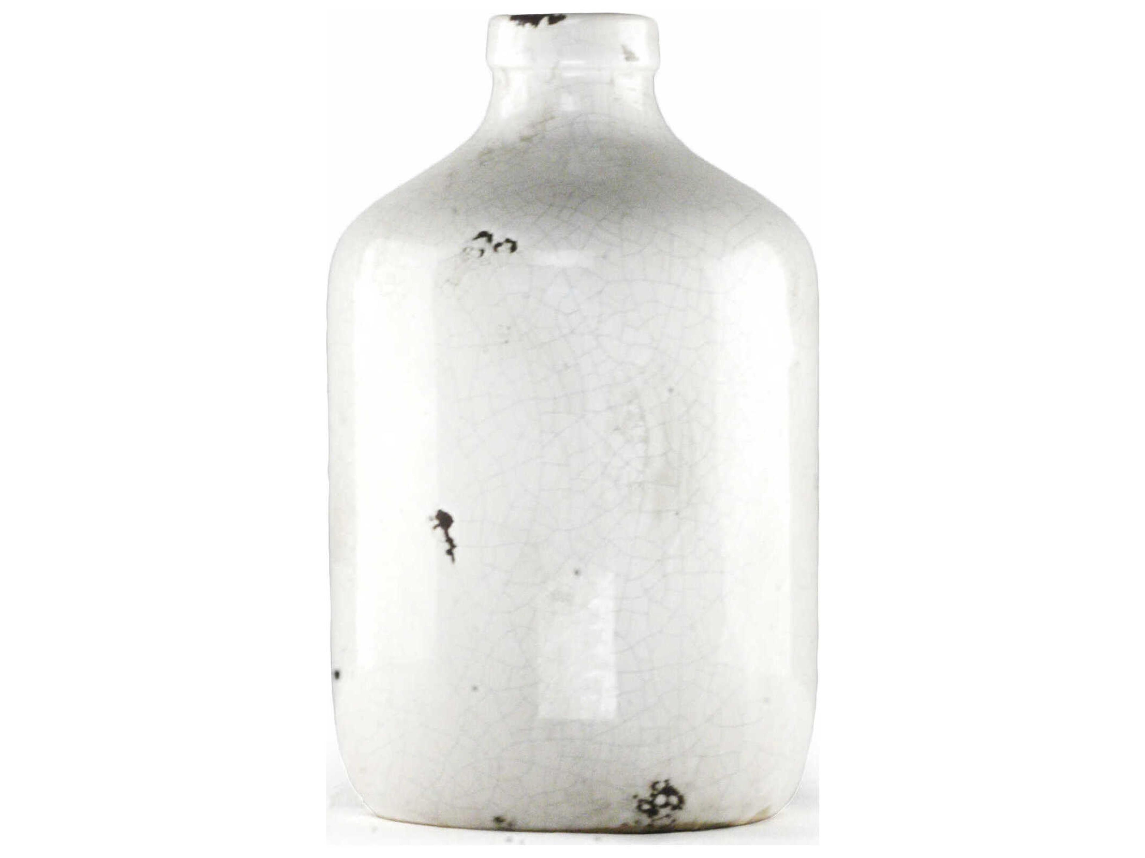 Zentique Distressed Pottery Crackle White Vase