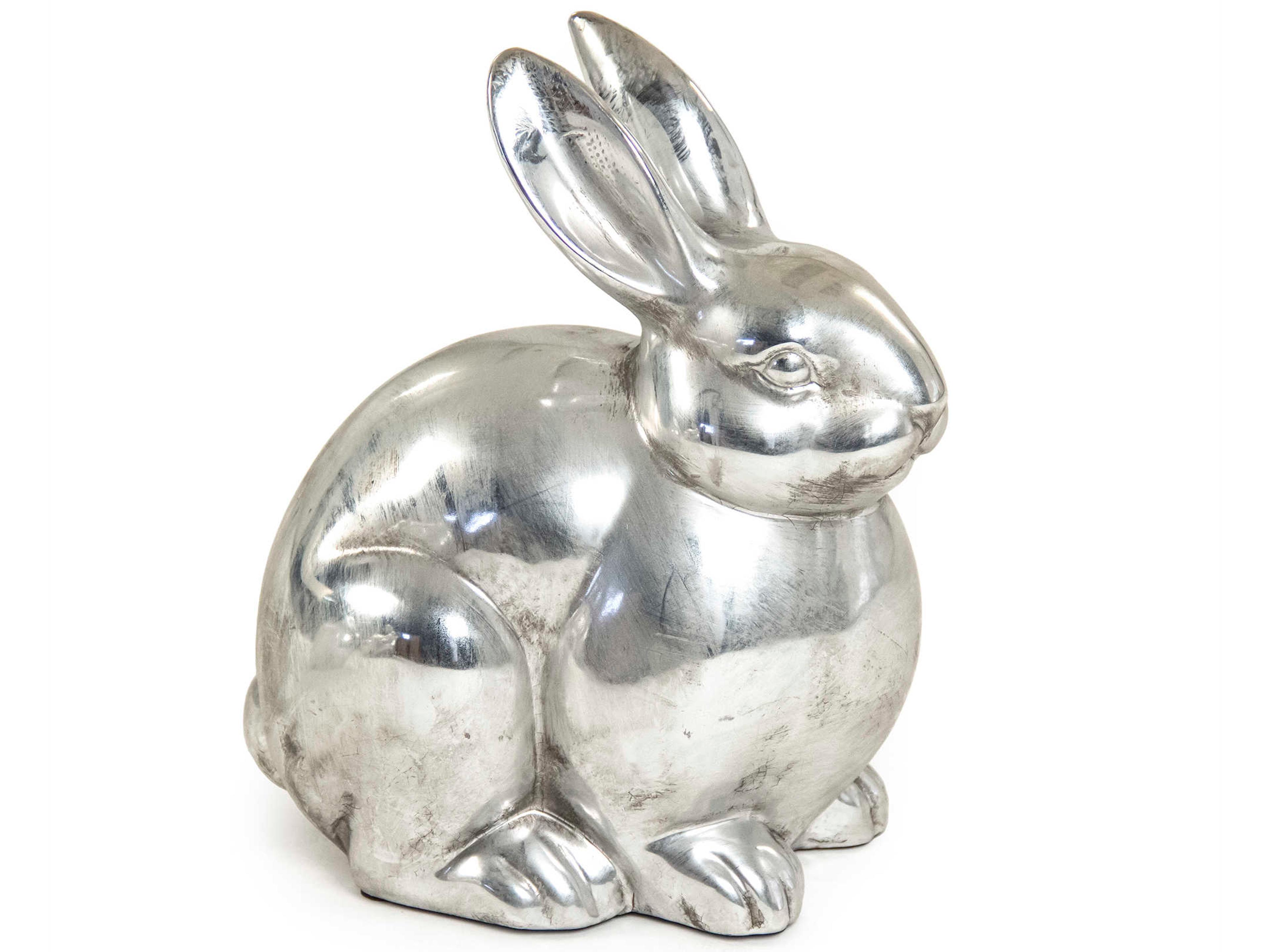 Zentique Distressed Metallic Silver 12" High Rabbit Decorative Accent