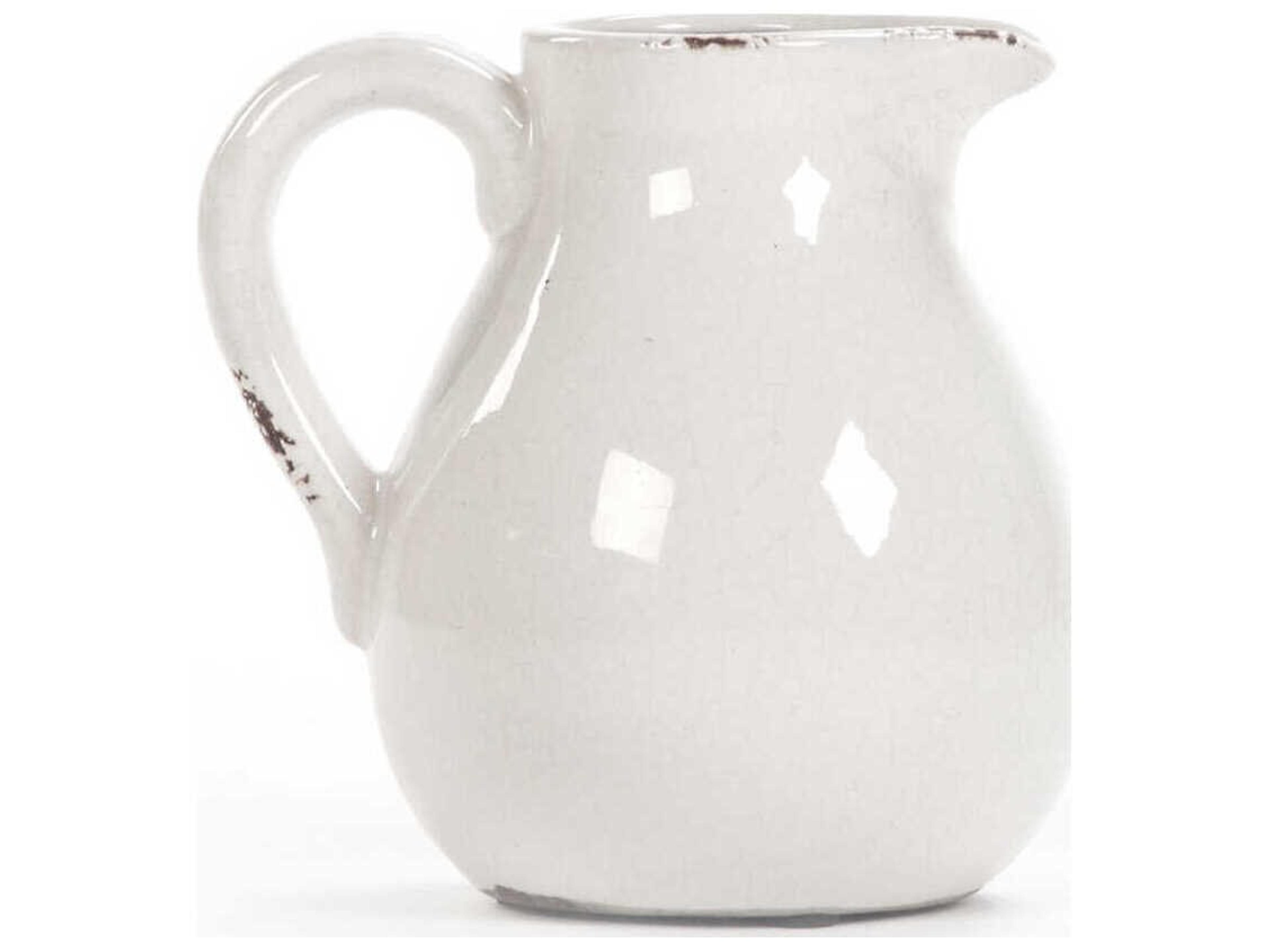 Zentique Distressed Crackle White Pitcher Vase