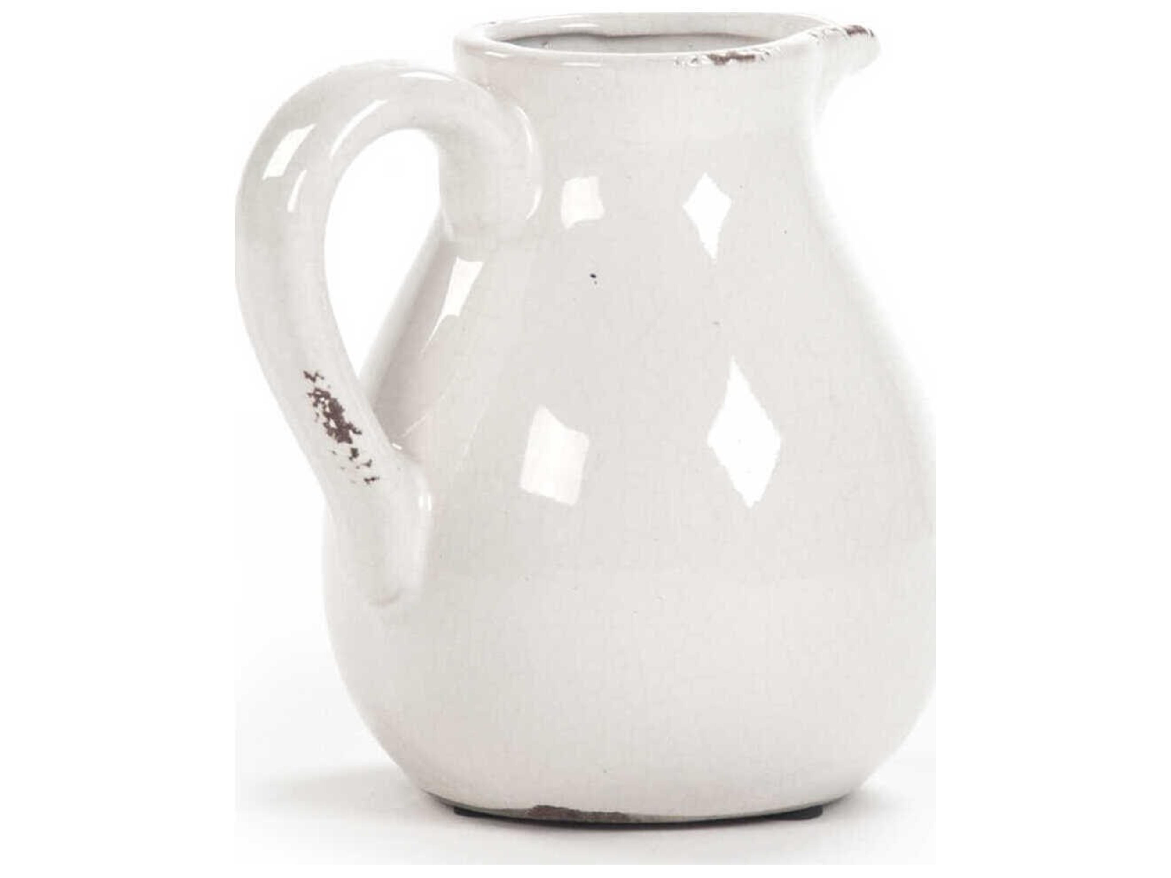 Zentique Distressed Crackle White Pitcher Vase