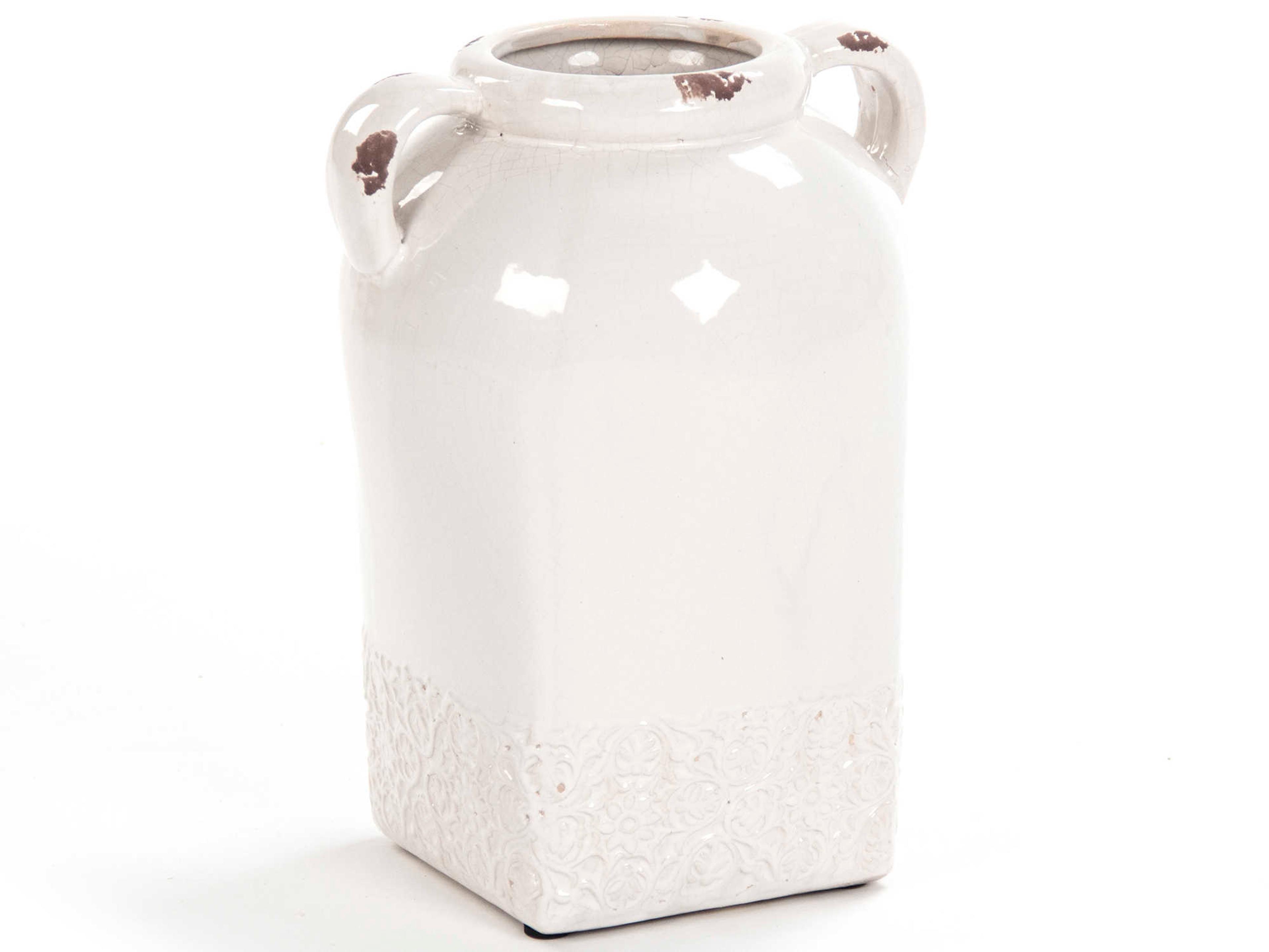 Zentique Distressed Crackle White Jar