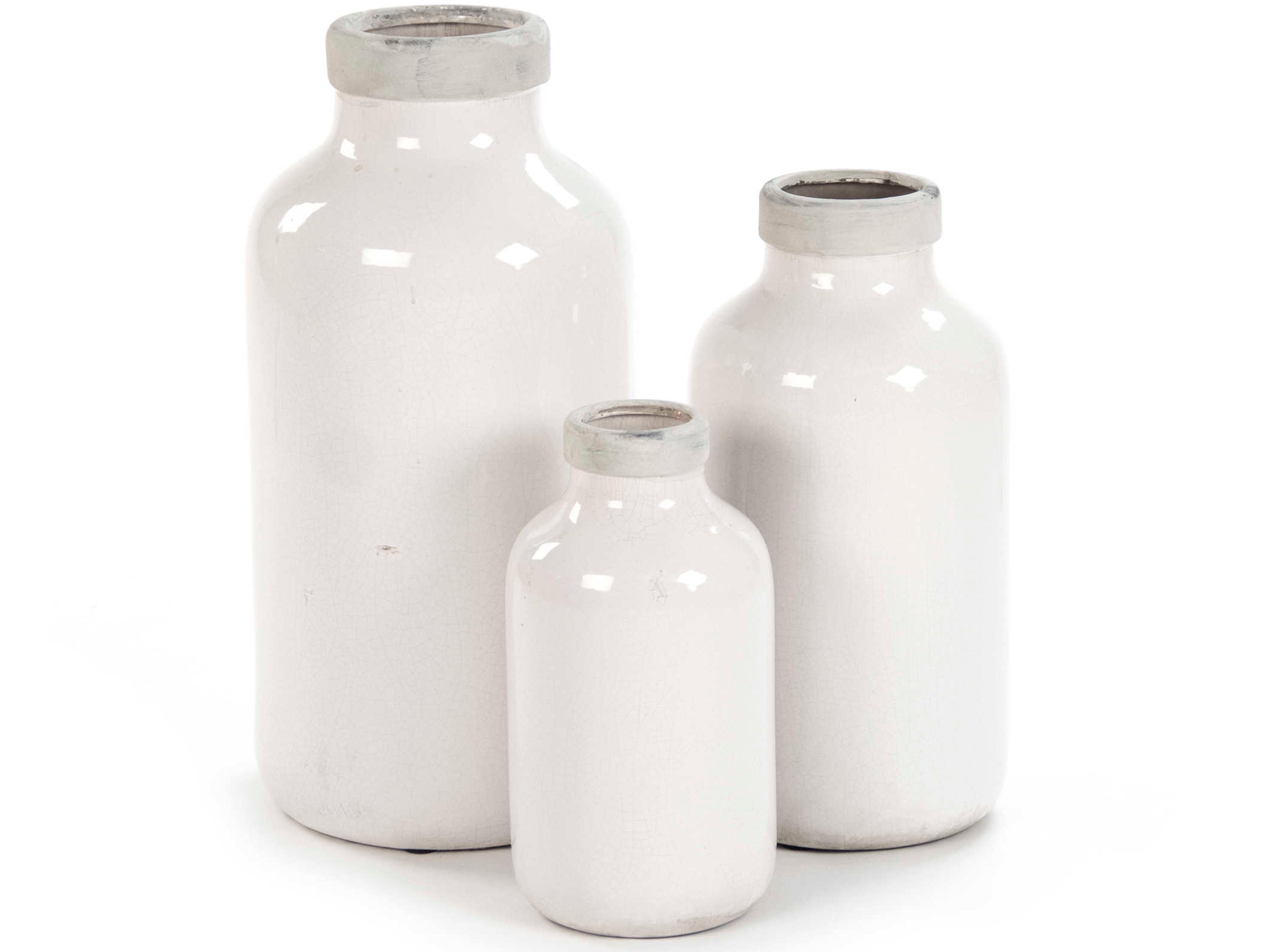 Zentique Distressed Crackle White 19" High Jar