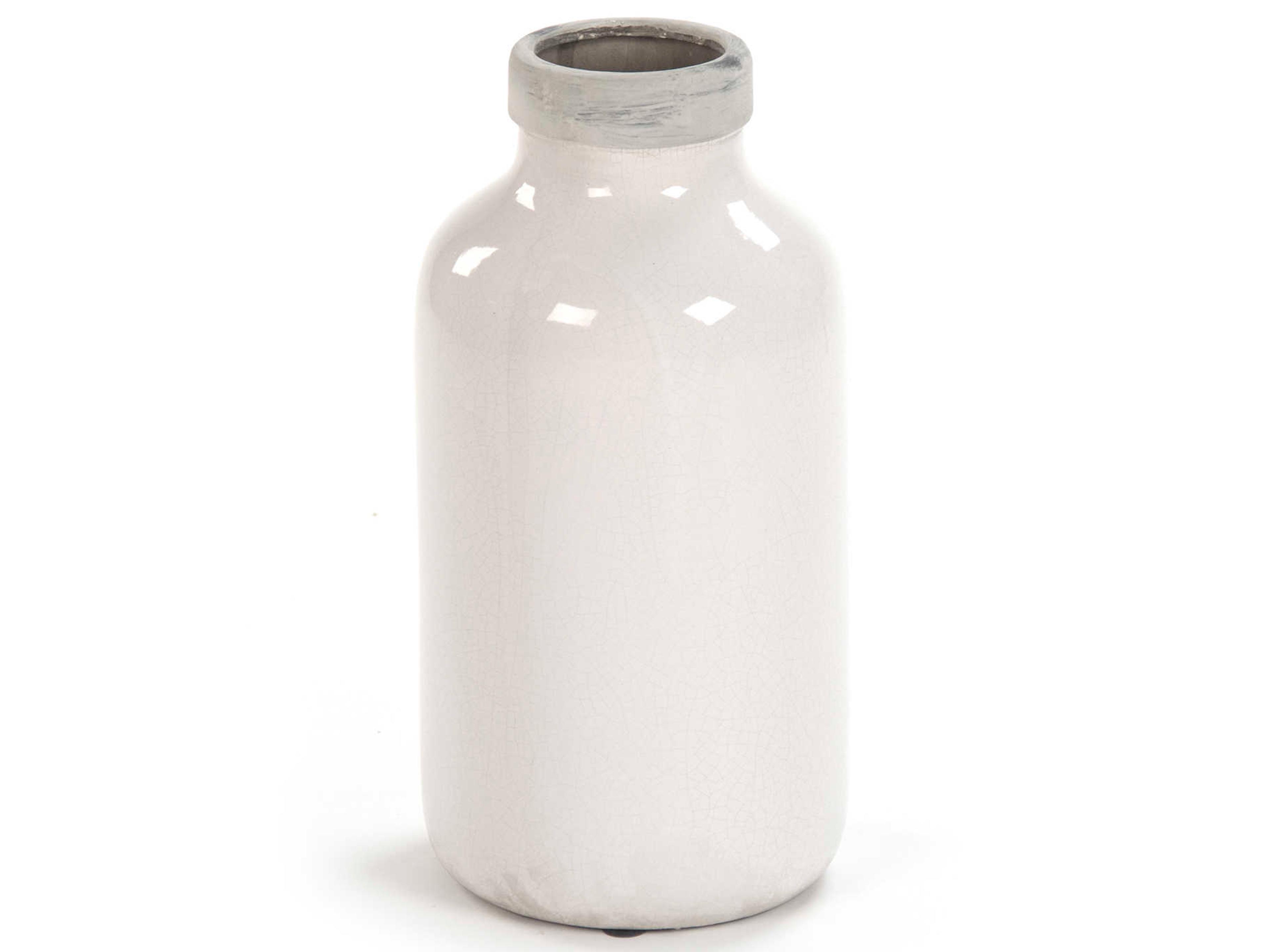 Zentique Distressed Crackle White 16" High Jar