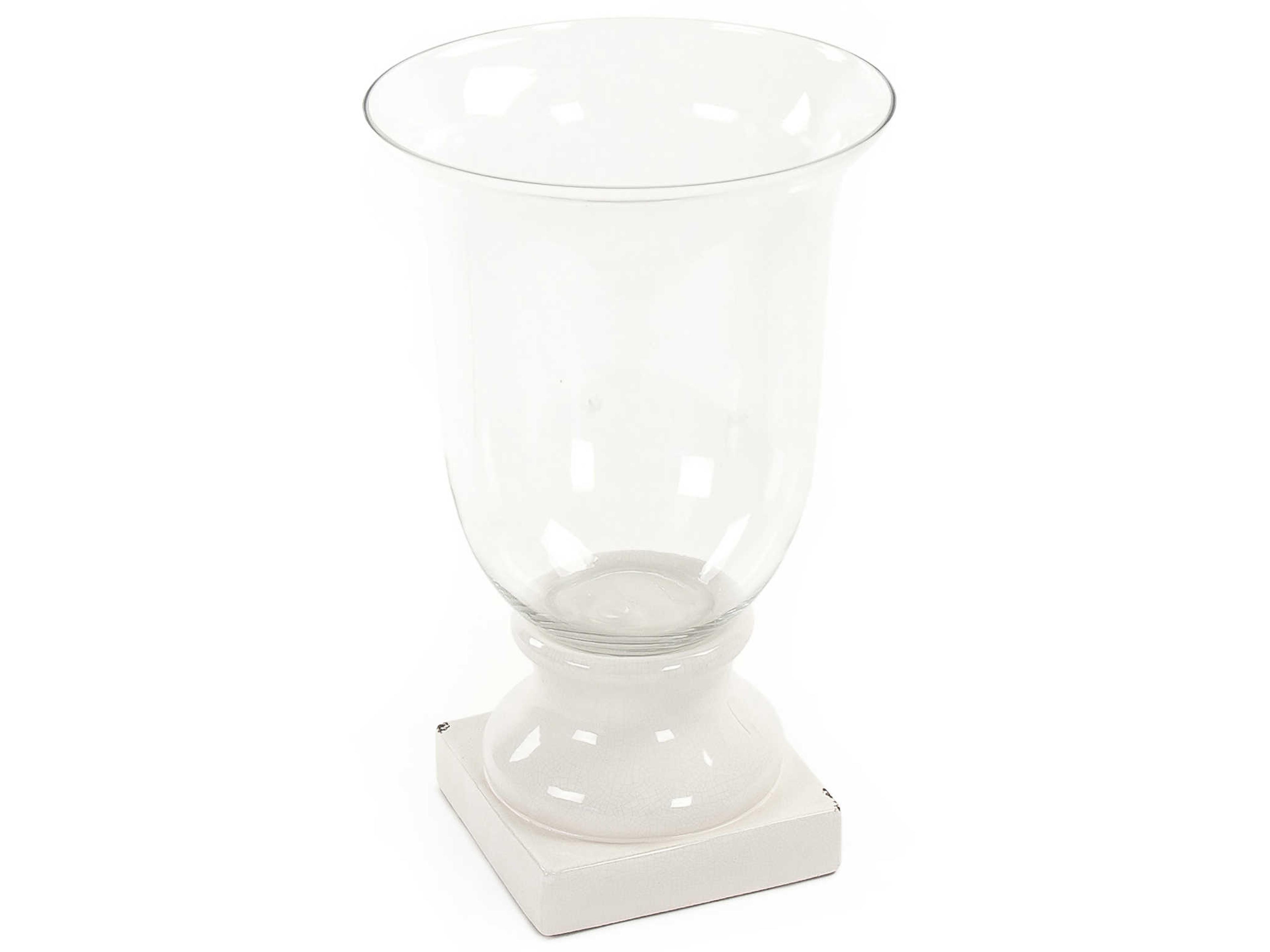 Zentique Distressed Crackle White 21" High Glass Decorative Accent