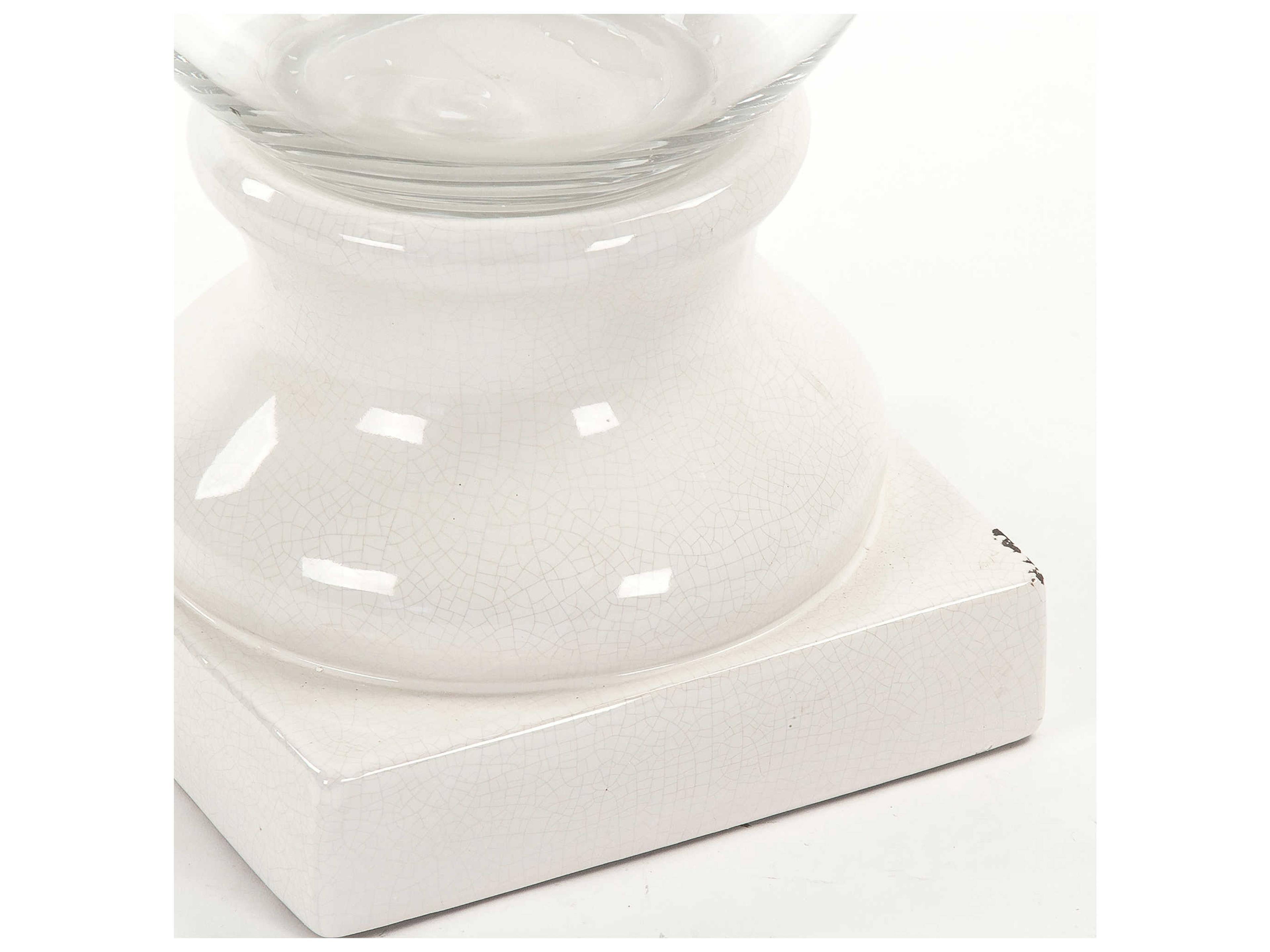 Zentique Distressed Crackle White 21" High Glass Decorative Accent