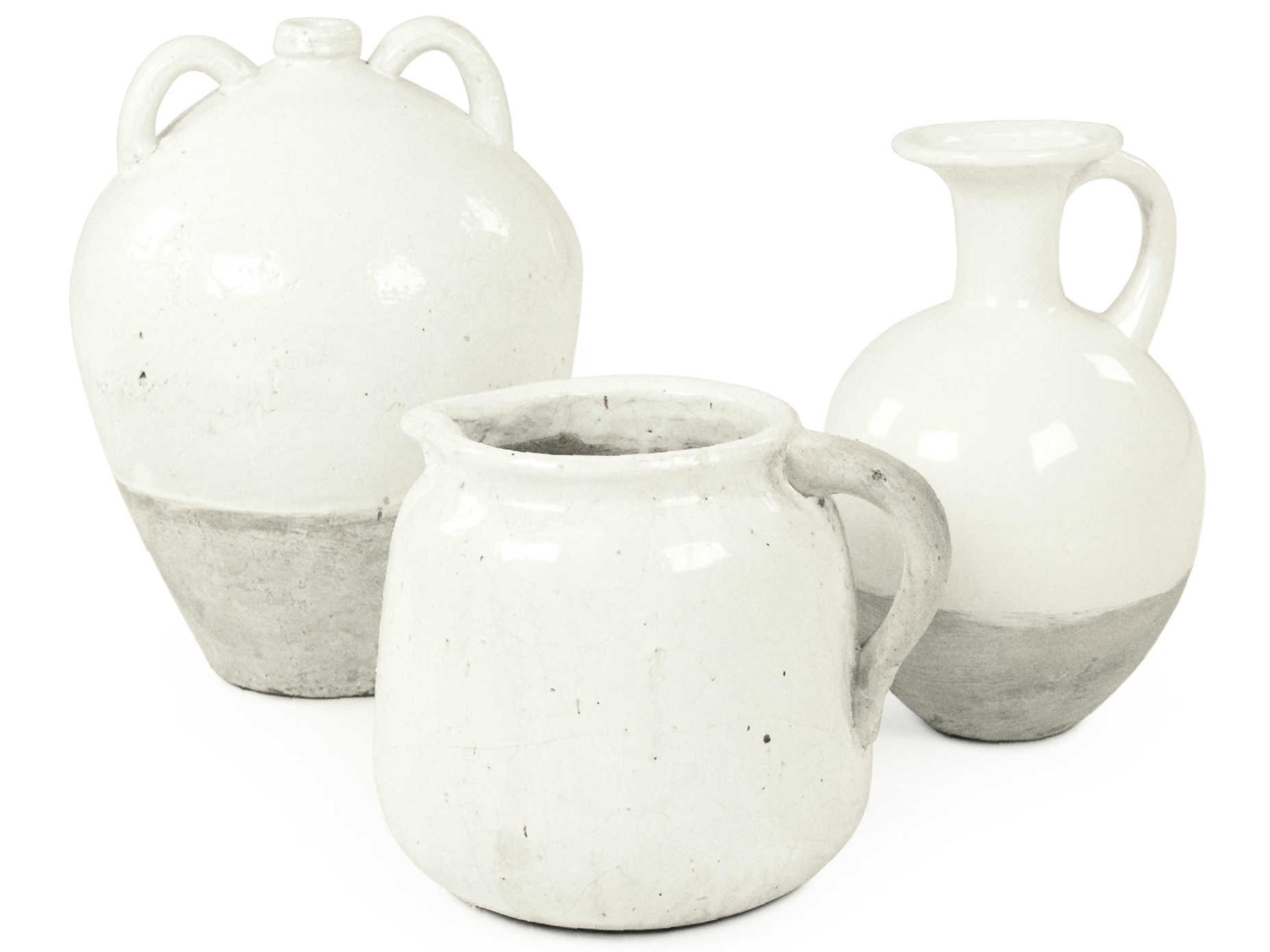 Zentique Distressed White Vase