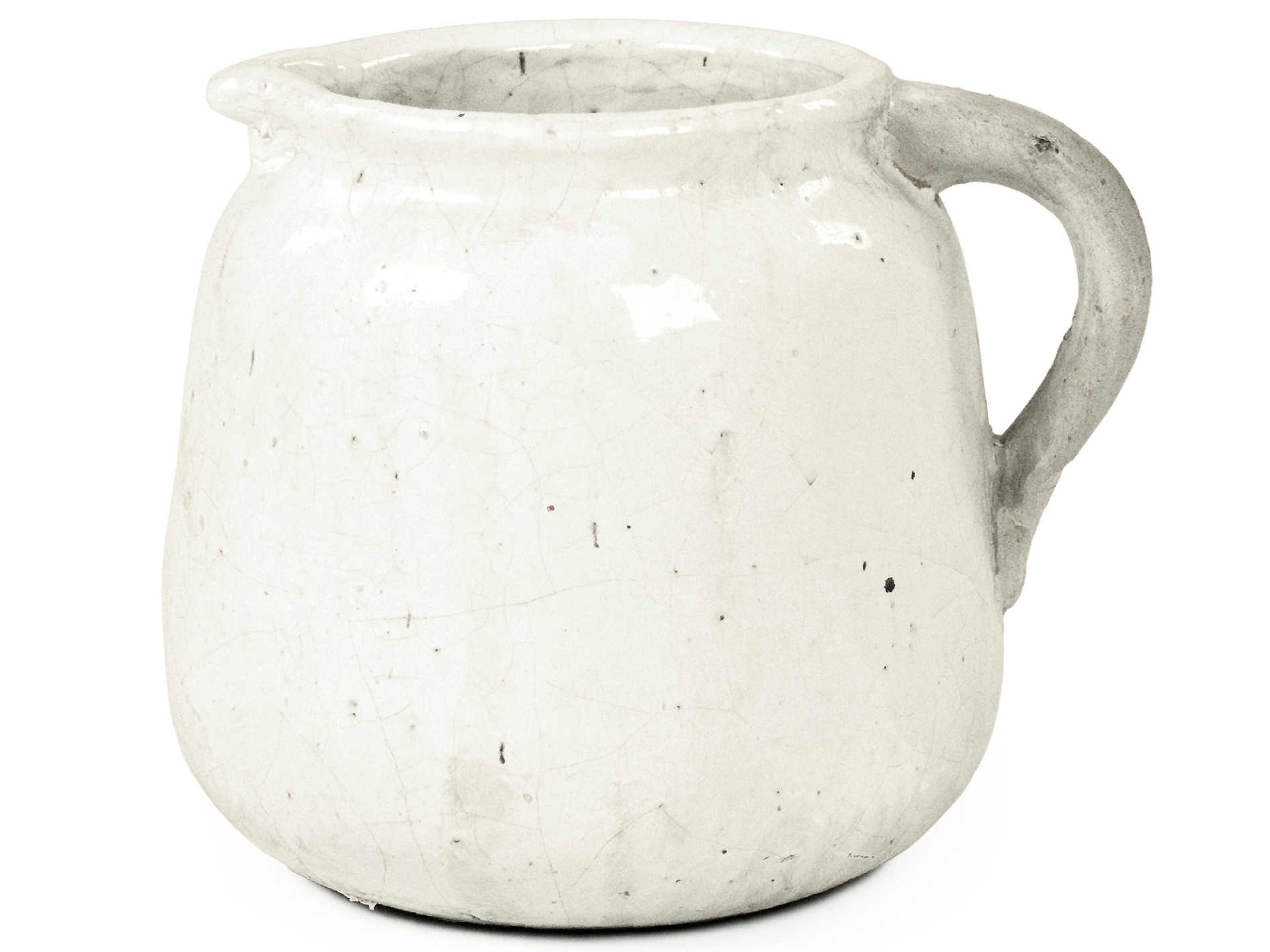Zentique Distressed White Jar