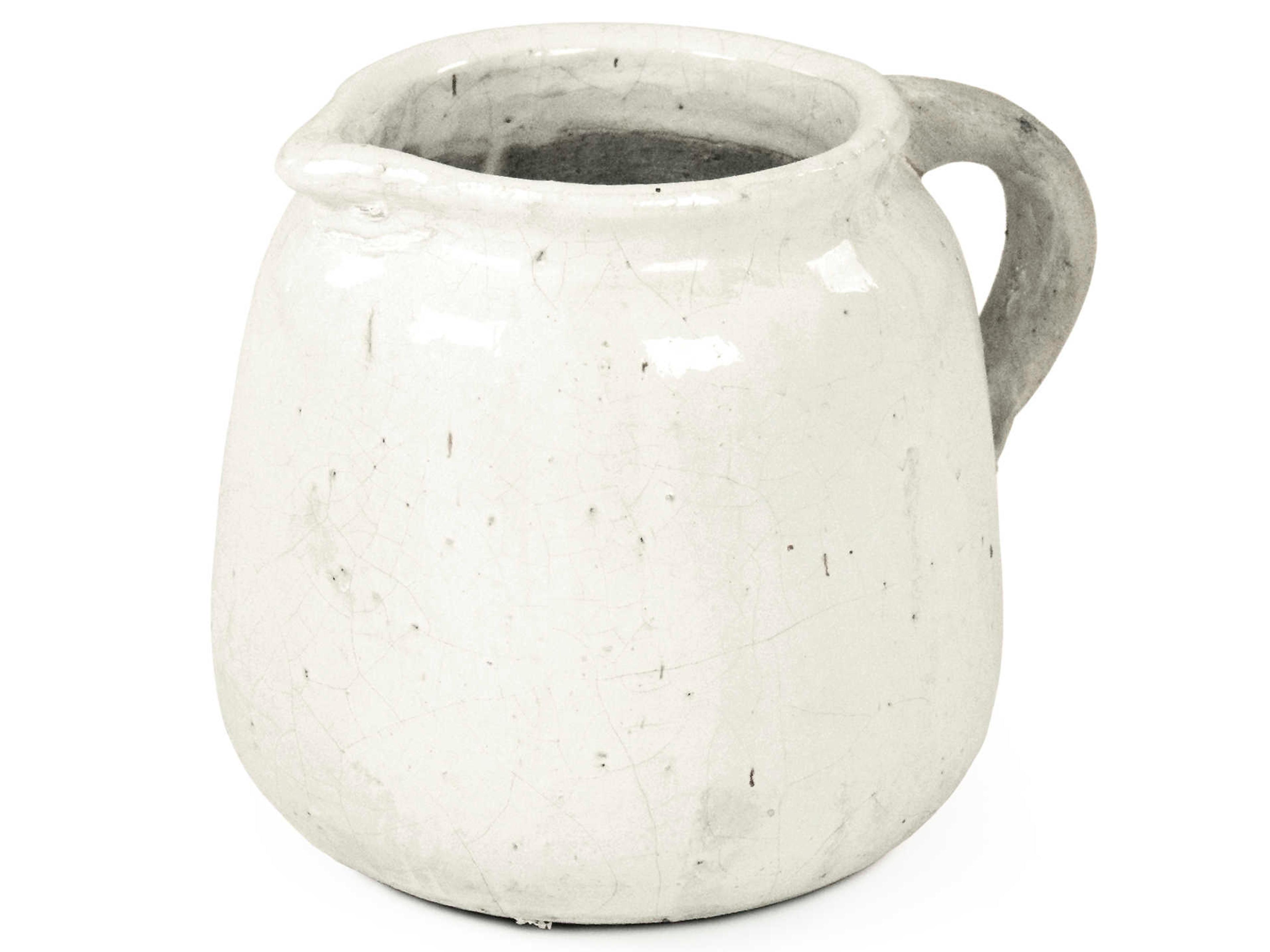 Zentique Distressed White Jar