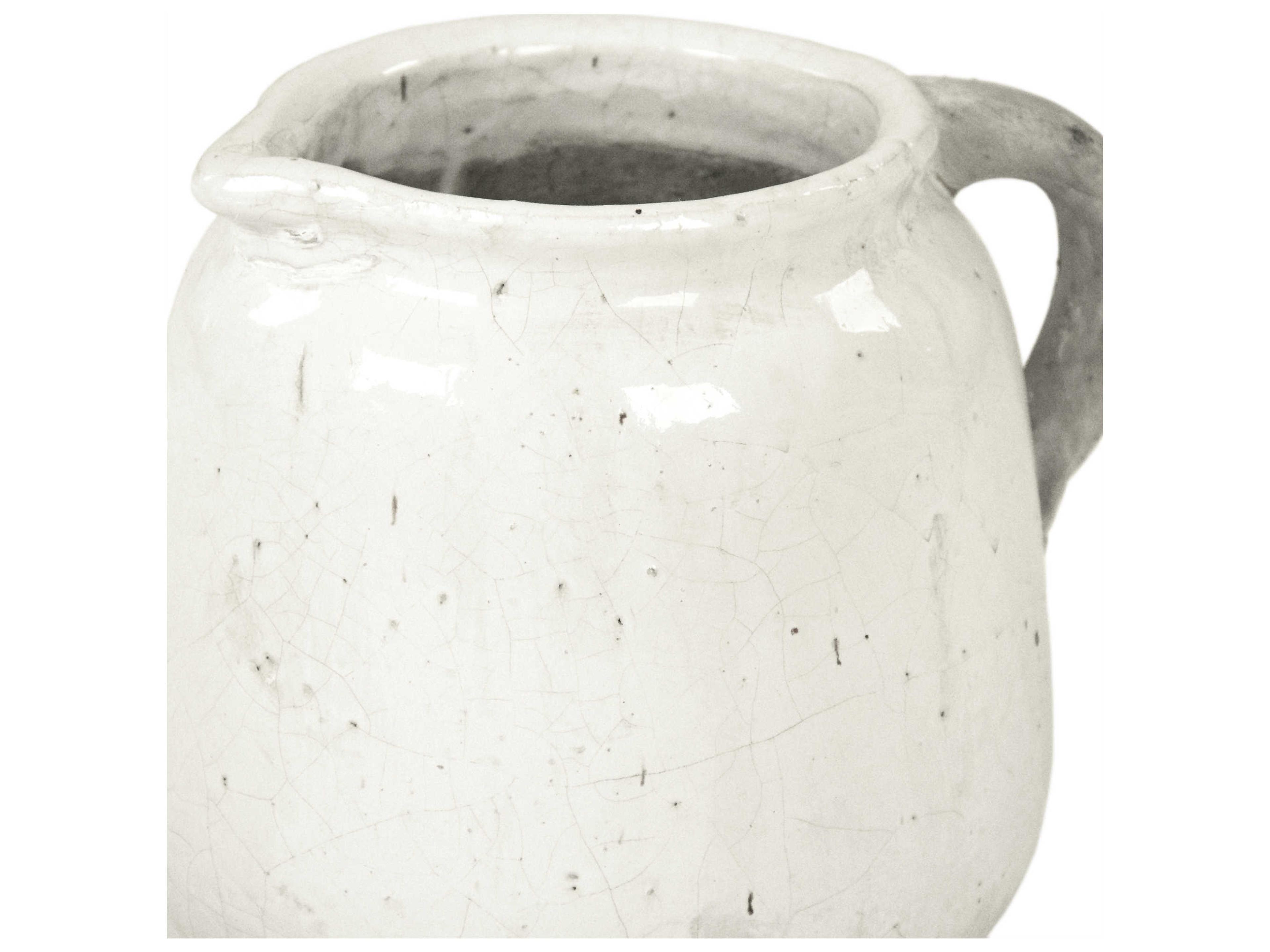 Zentique Distressed White Jar