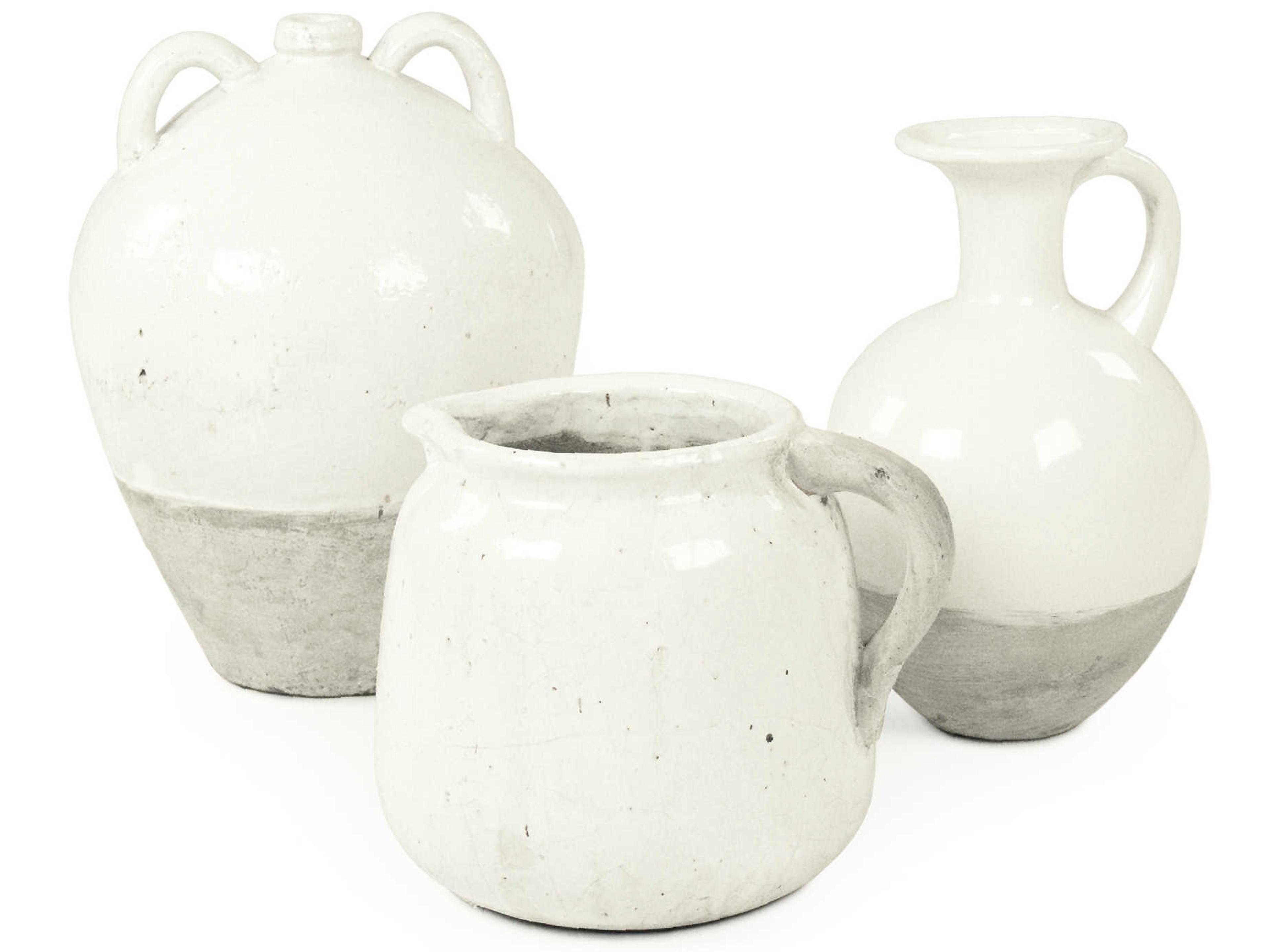 Zentique Distressed White Handle Jar