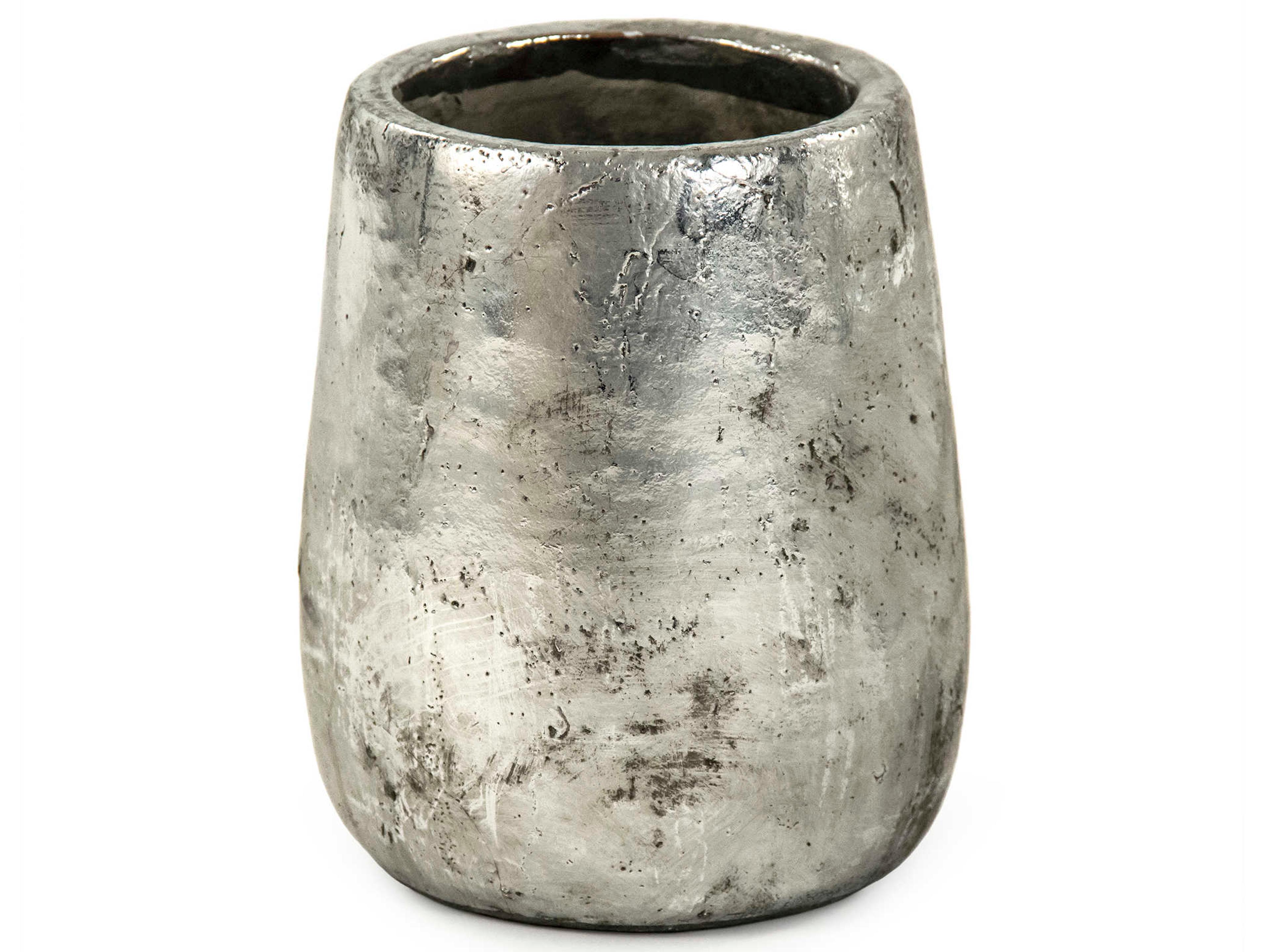 Zentique Distressed Metallic Silver 9" High Vase