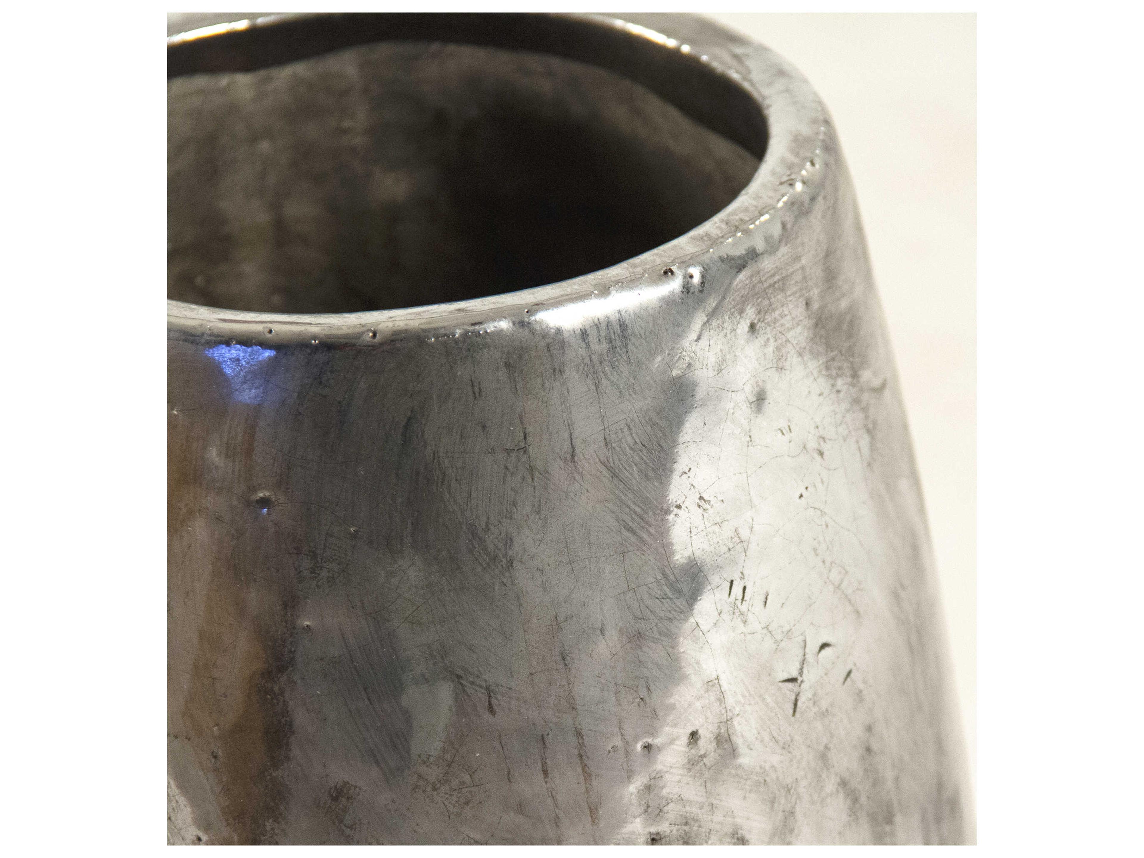 Zentique Distressed Metallic Silver 8" High Vase