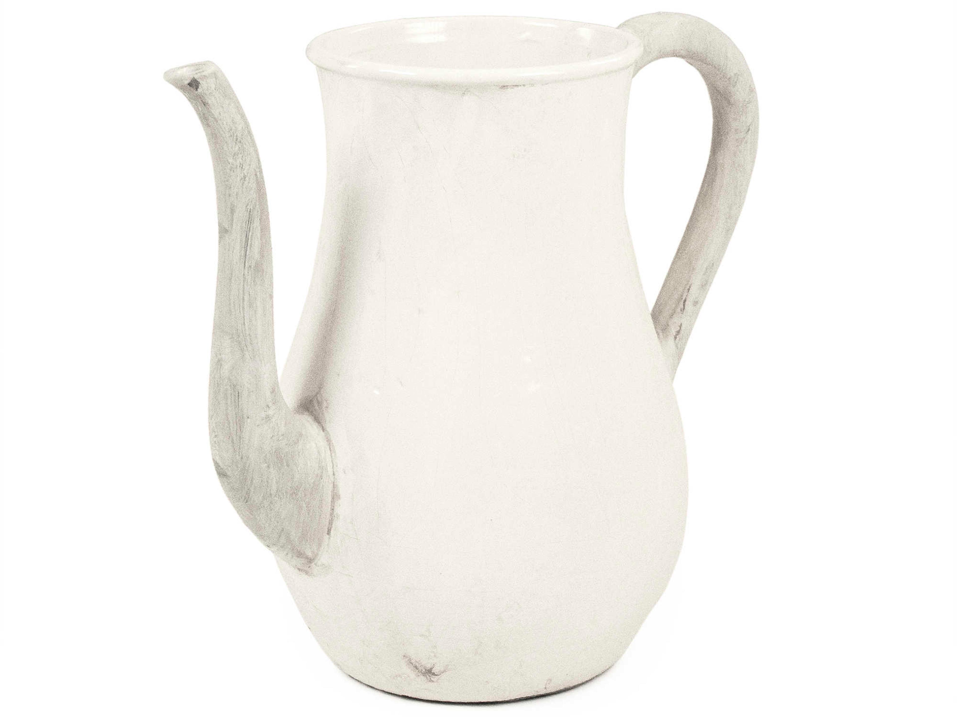 Zentique Distressed White 16" Pitcher