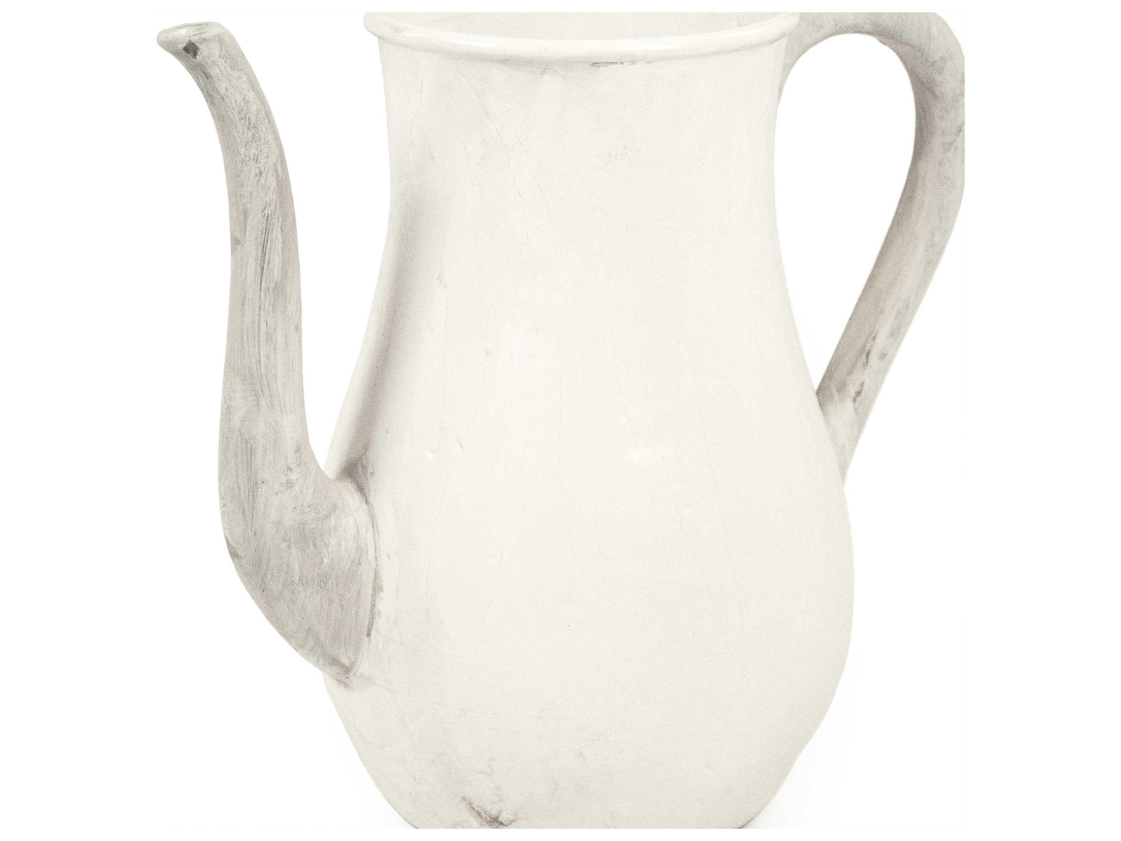 Zentique Distressed White 16" Pitcher