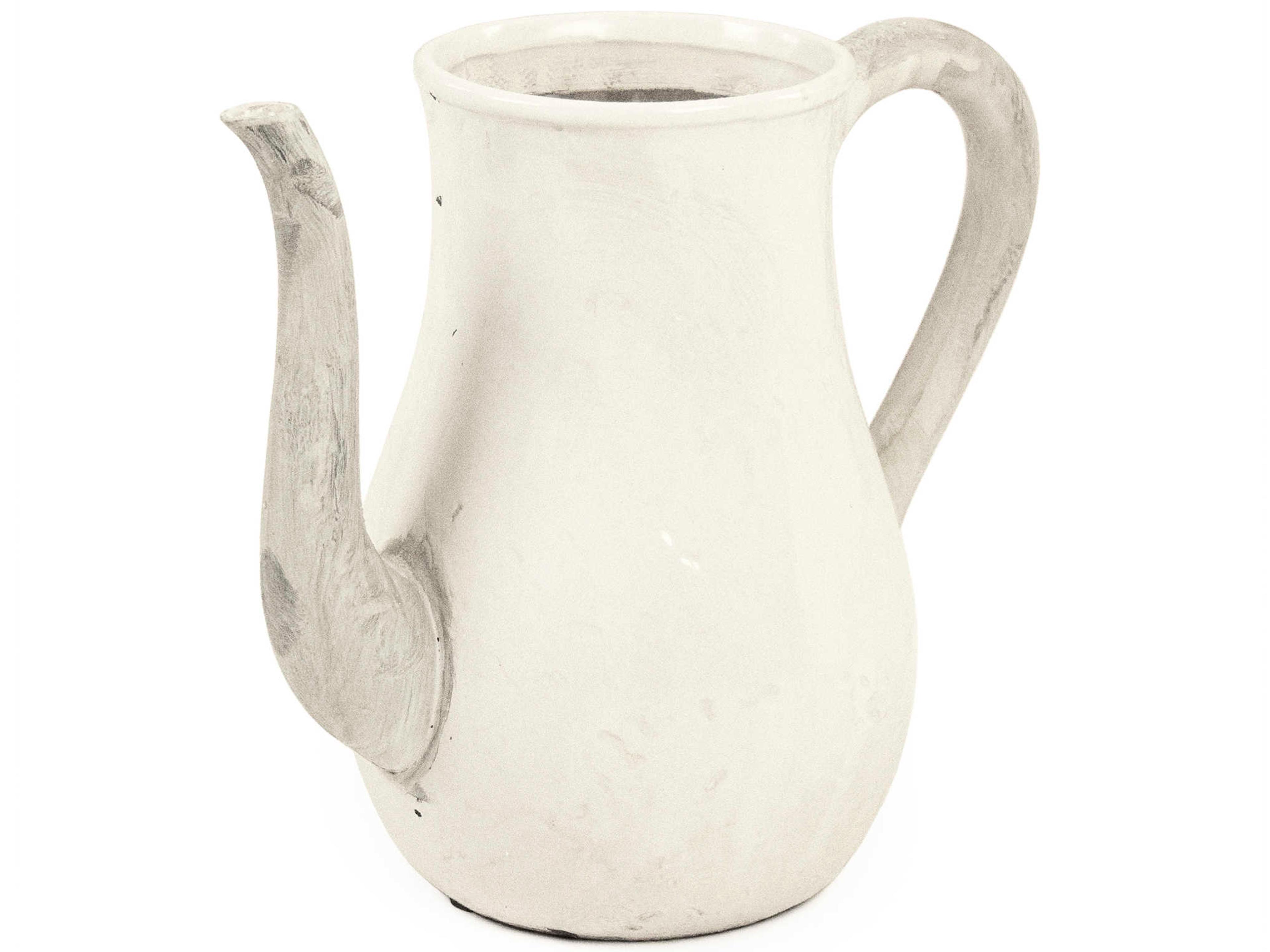 Zentique Distressed White 12" Pitcher