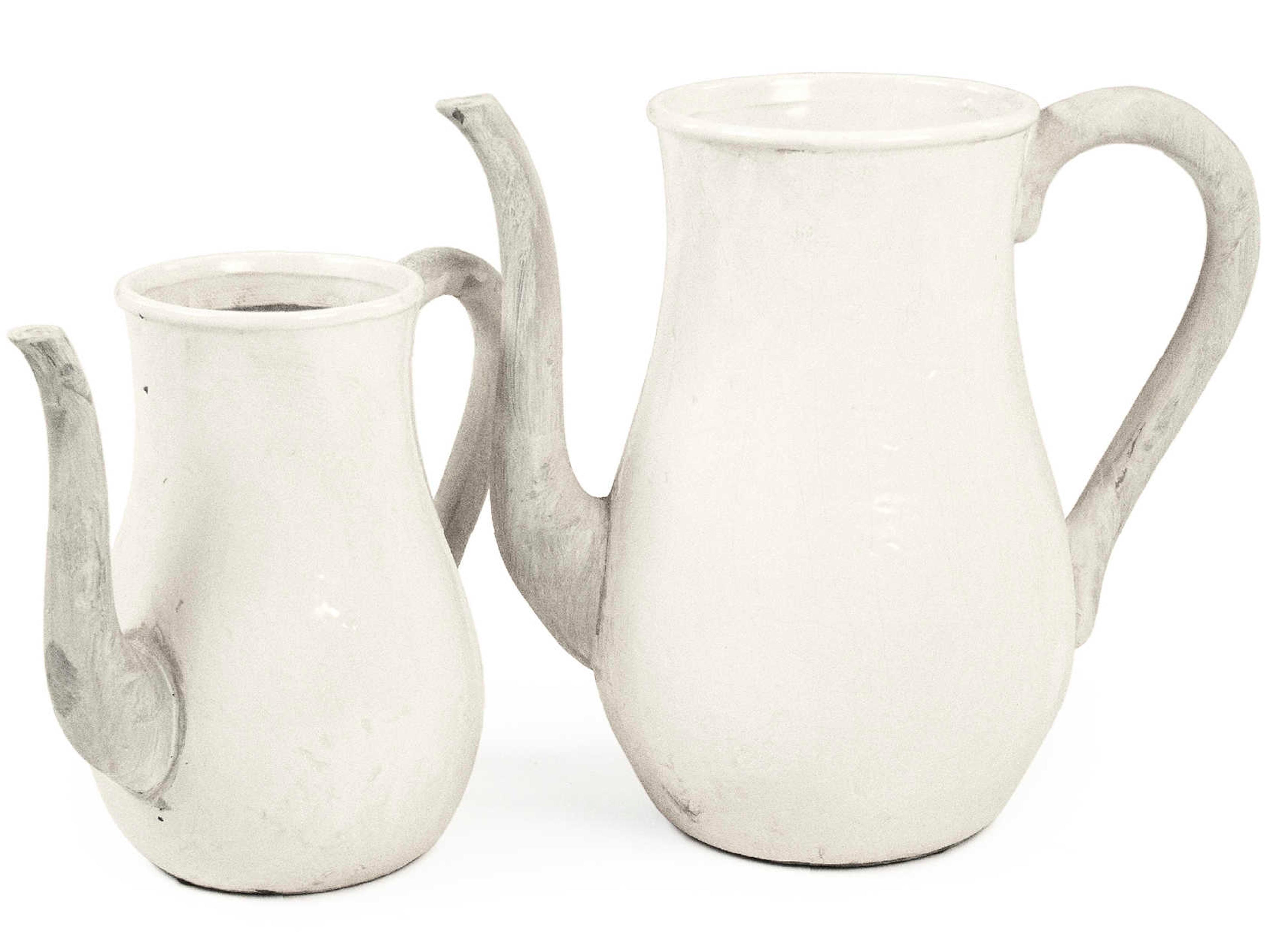 Zentique Distressed White 12" Pitcher