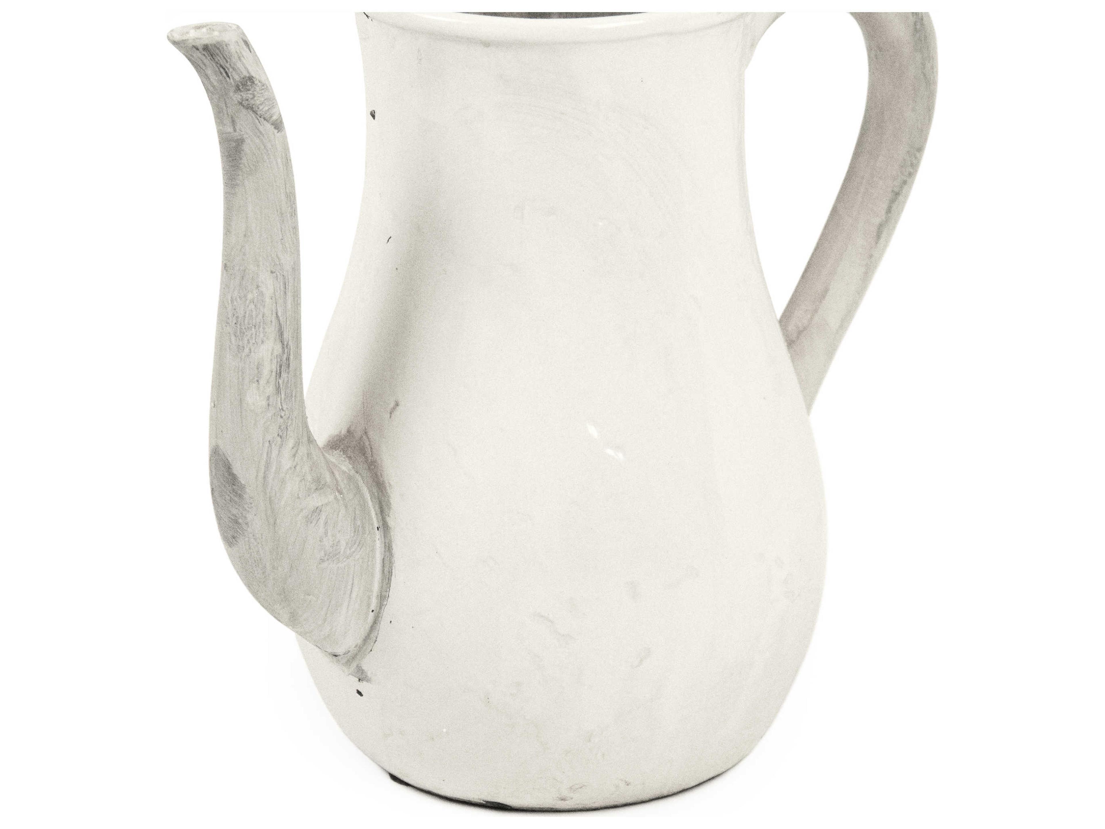 Zentique Distressed White 12" Pitcher