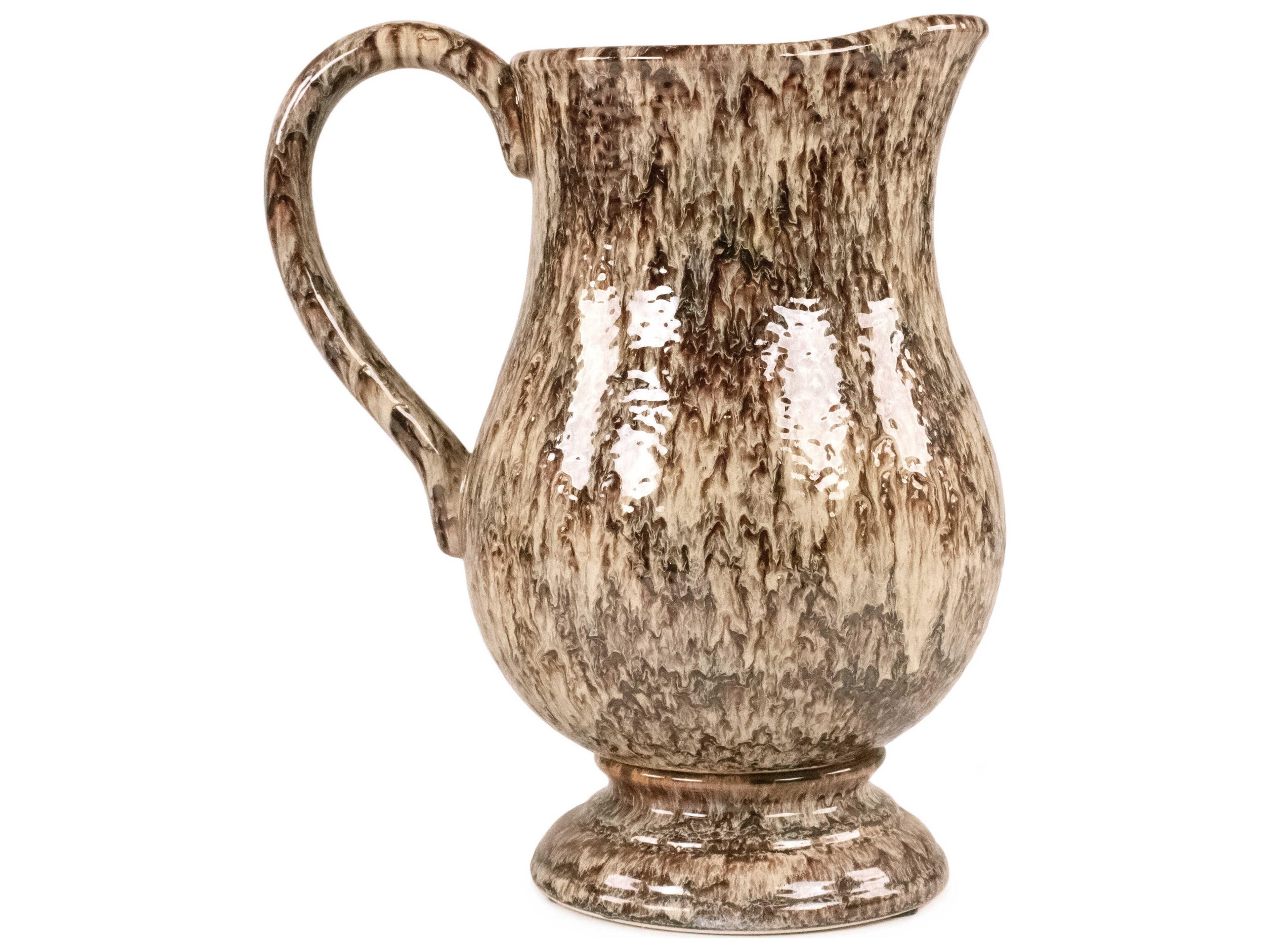 Distressed Neutral Drip Texture Pitcher Vase