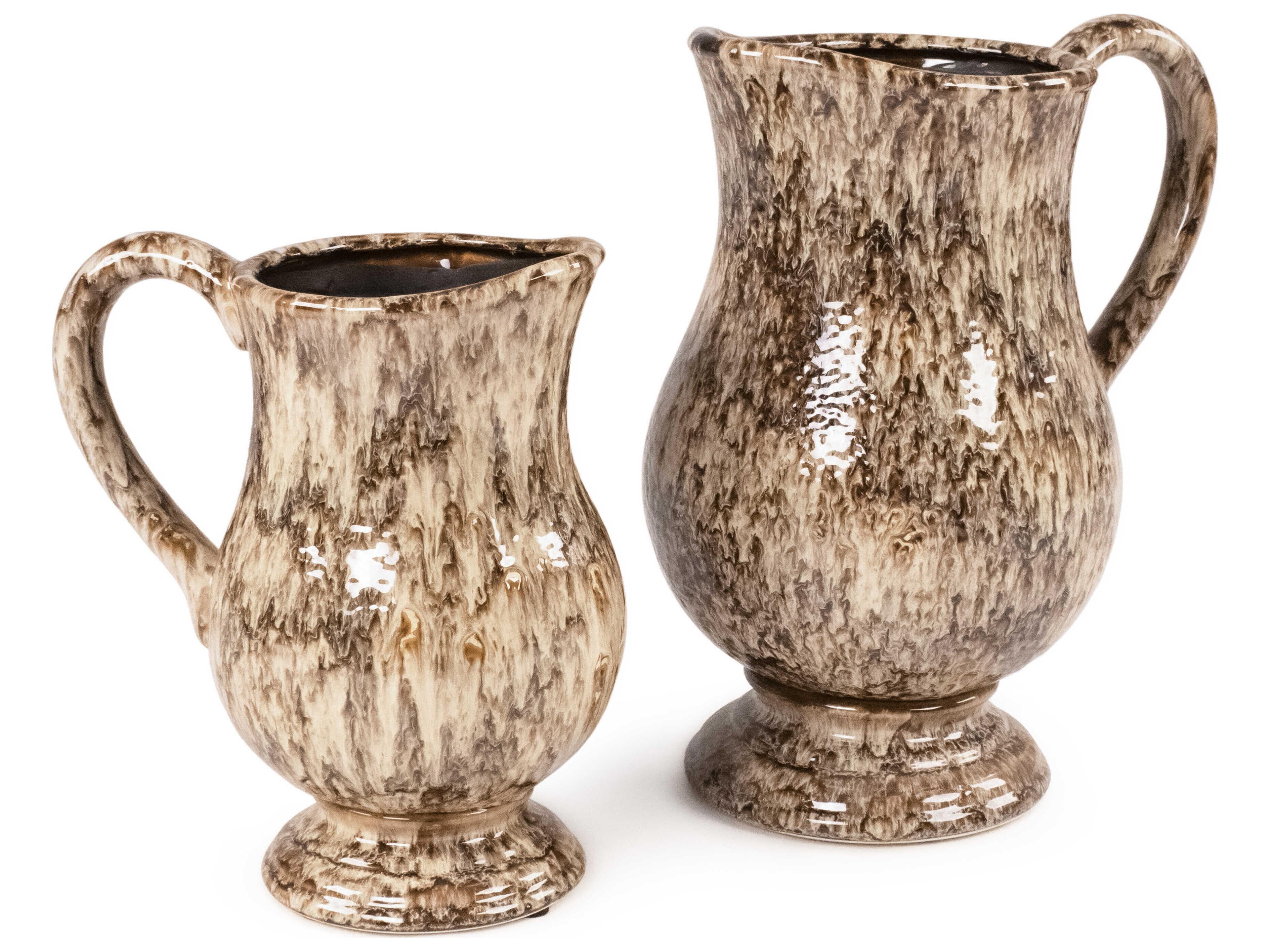 Zentique Distressed Neutral Drip Texture Pitcher Vase