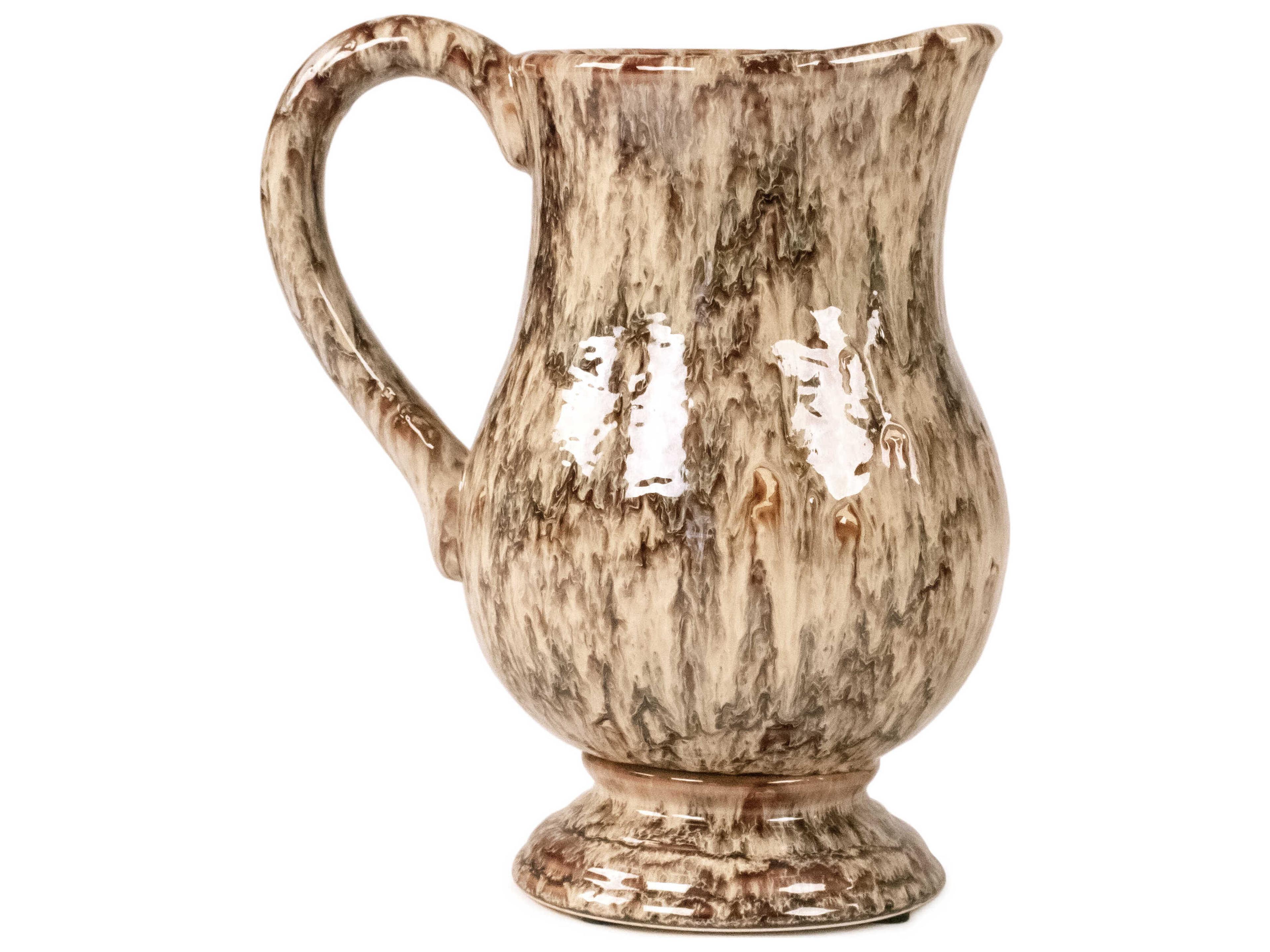 Zentique Distressed Neutral Drip Texture Pitcher Vase