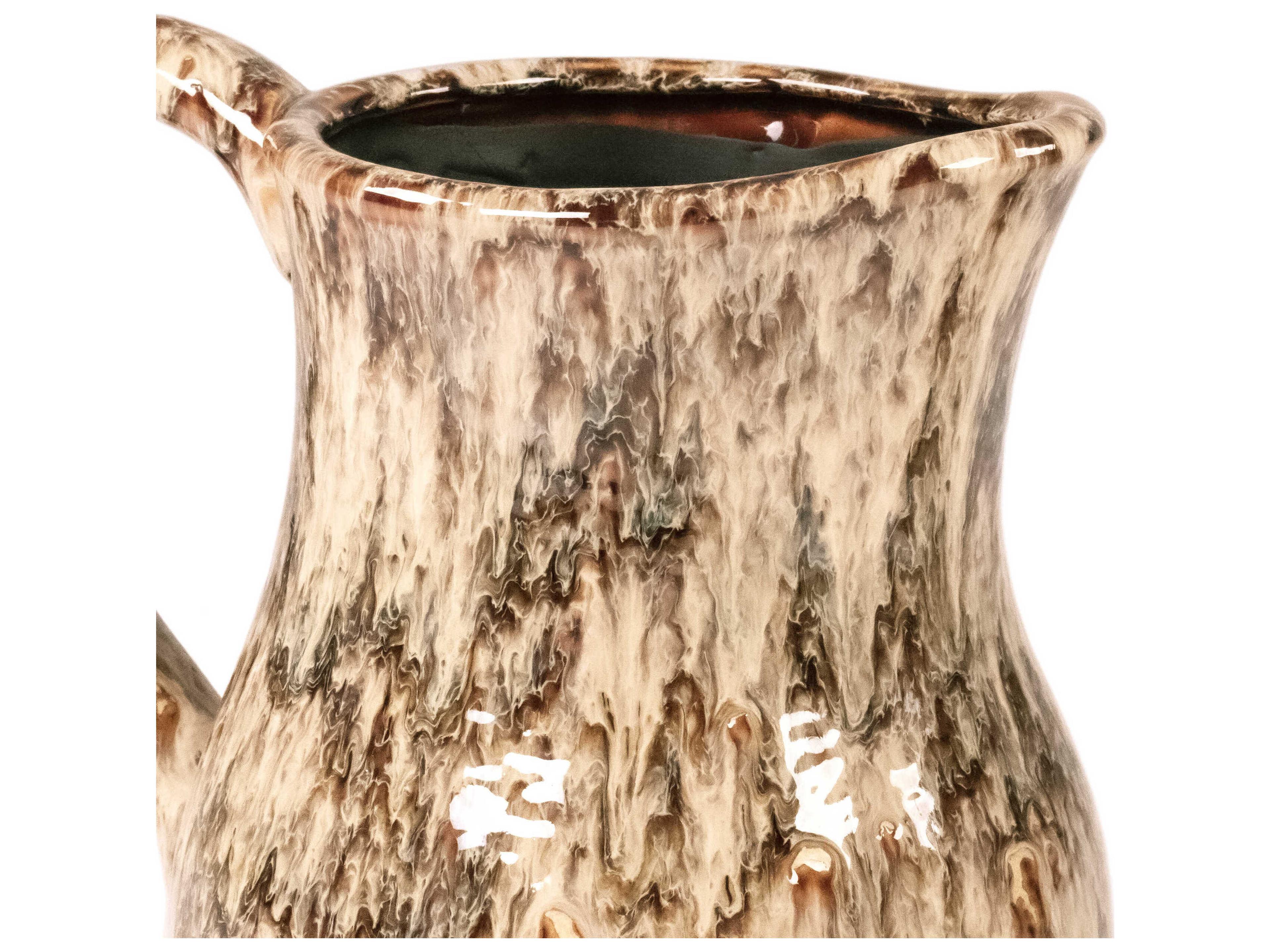 Zentique Distressed Neutral Drip Texture Pitcher Vase