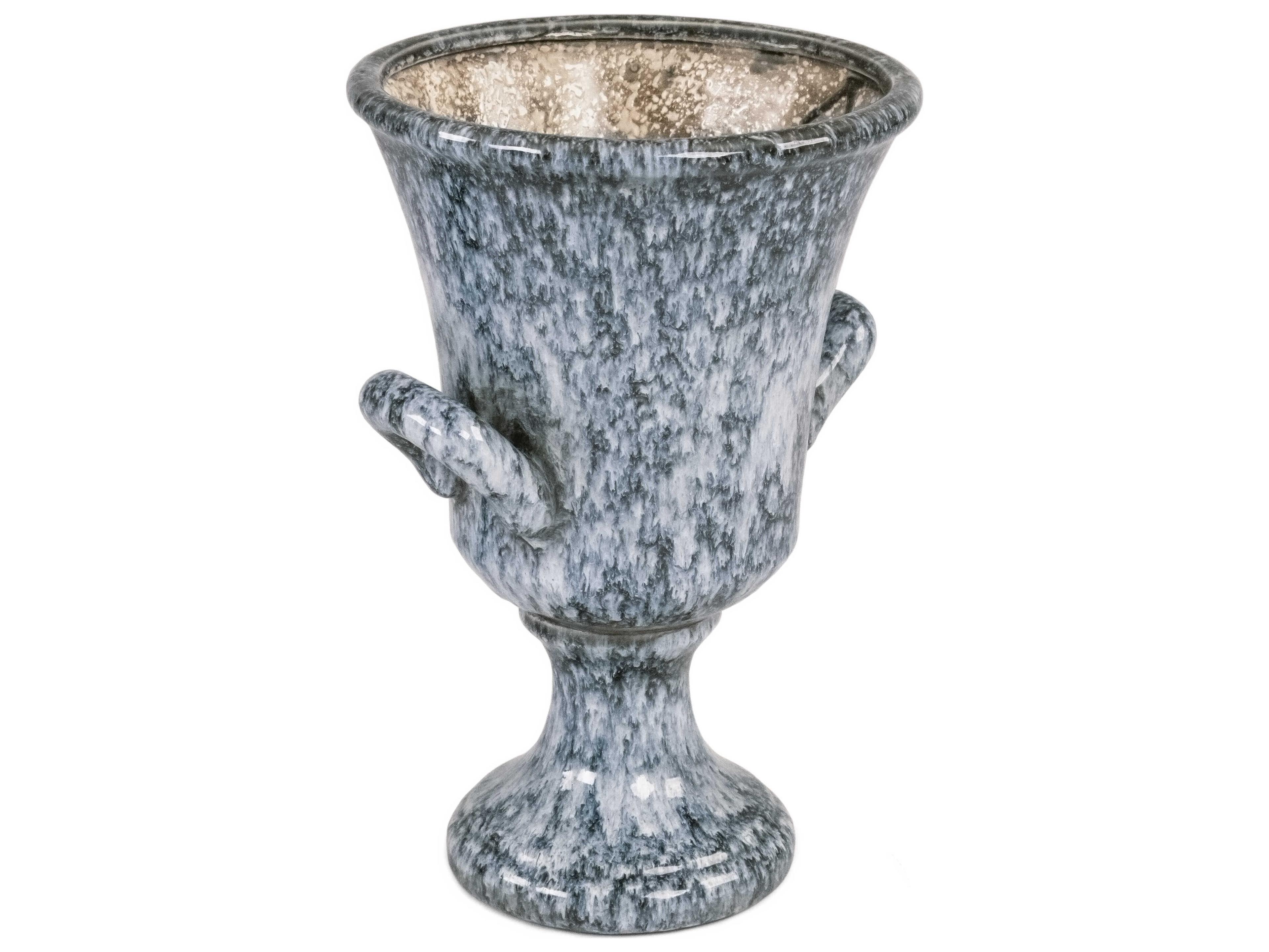 Distressed Blue Drip Texture Pitcher Vase