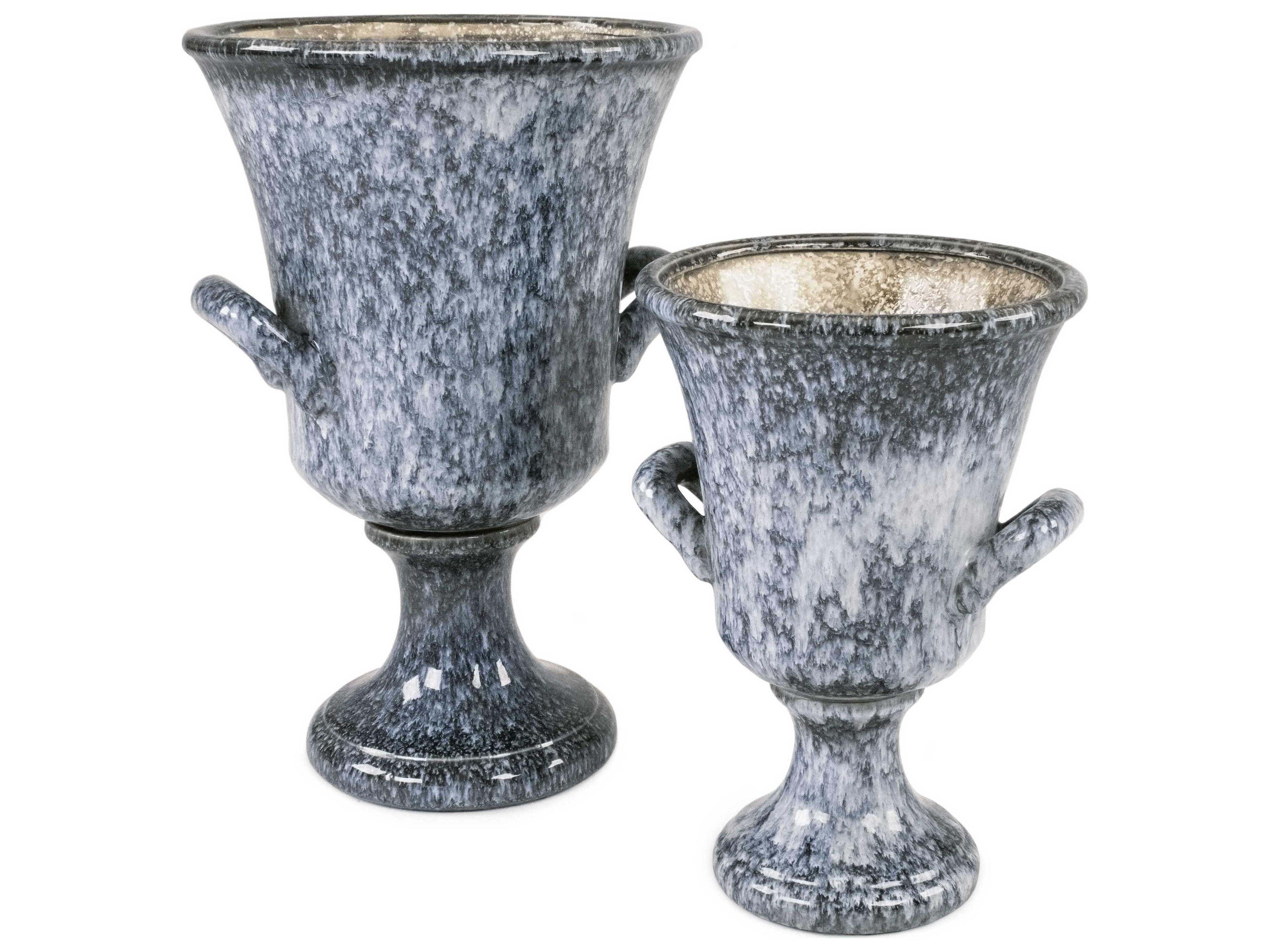 Zentique Distressed Blue Drip Texture Pitcher Vase