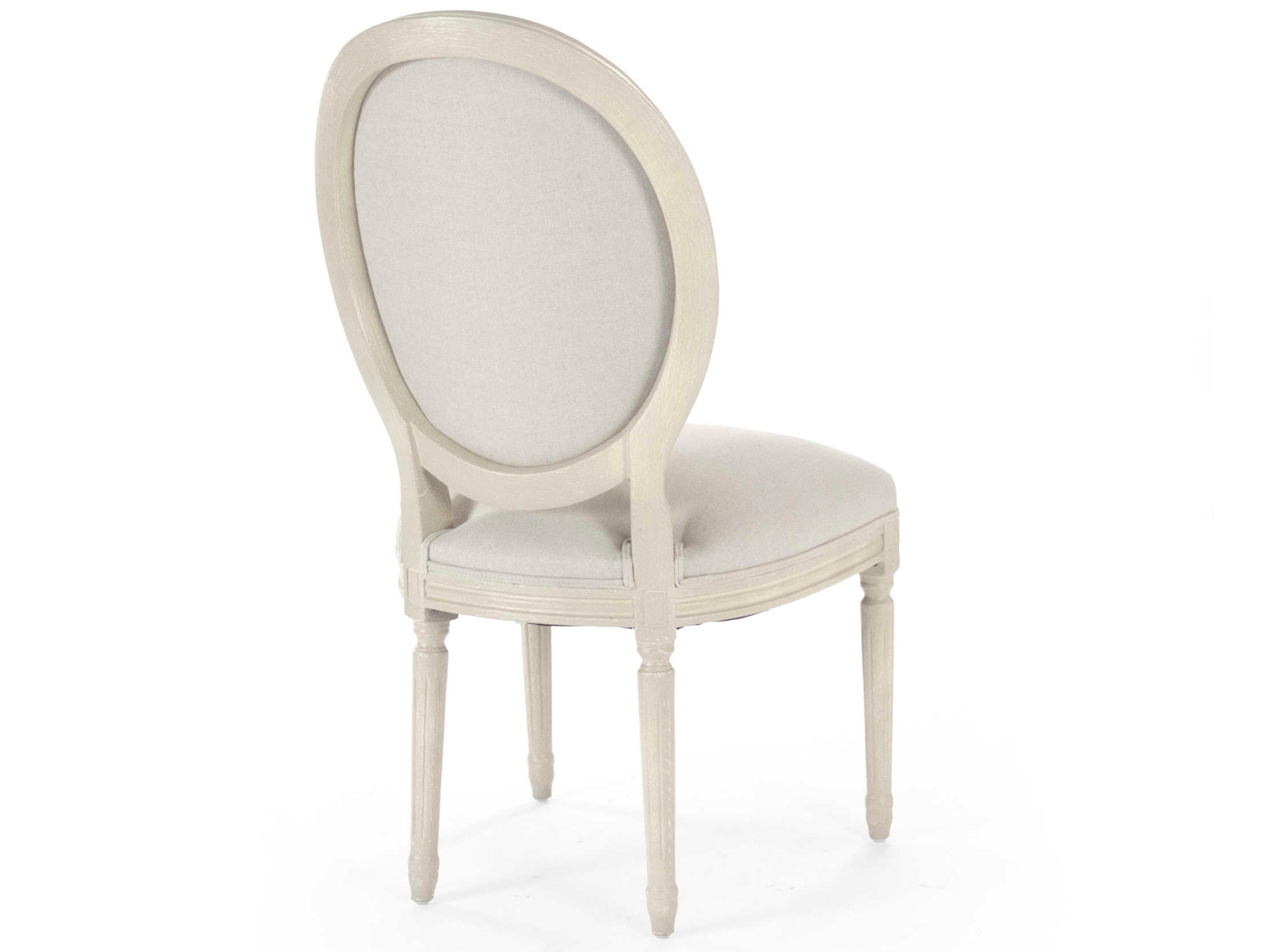 Zentique Medallion Birch Wood White Upholstered Side Dining Chair