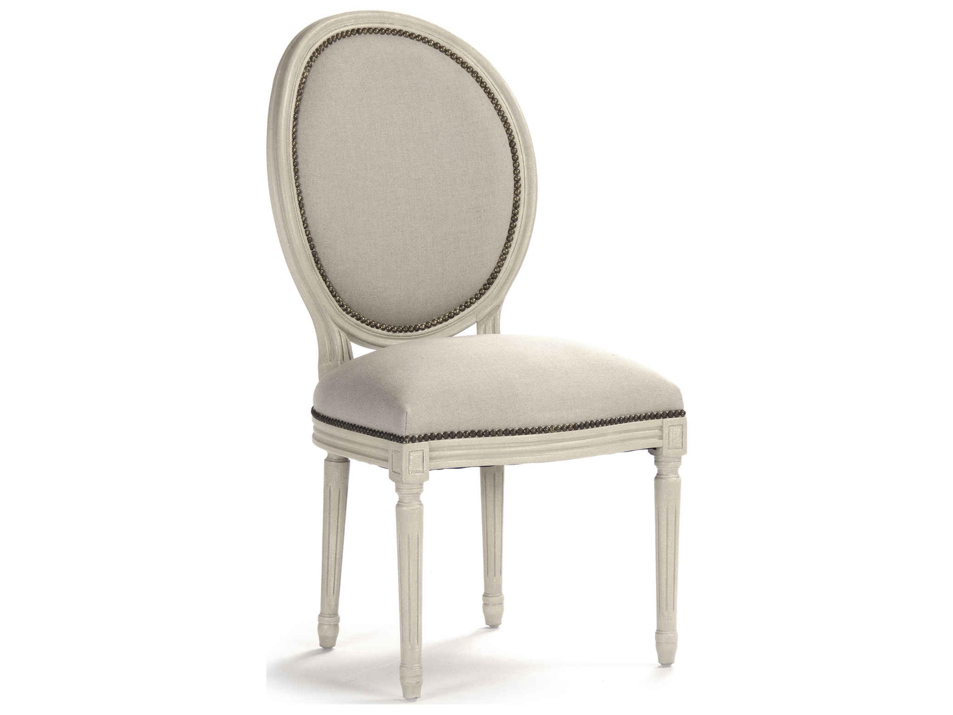Zentique Medallion Oak Wood Gray Upholstered Armless Dining Chair