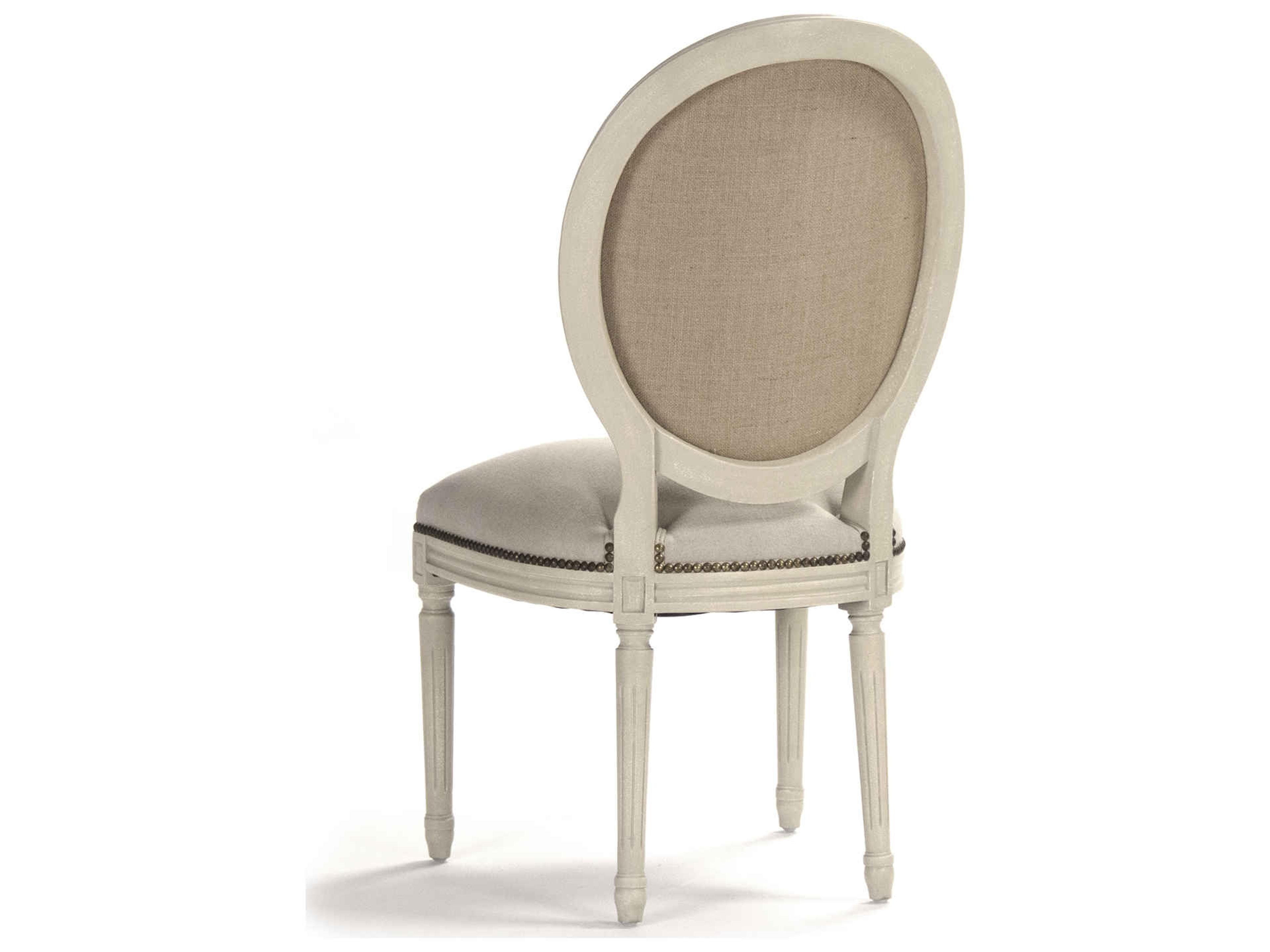 Zentique Medallion Oak Wood Gray Upholstered Armless Dining Chair