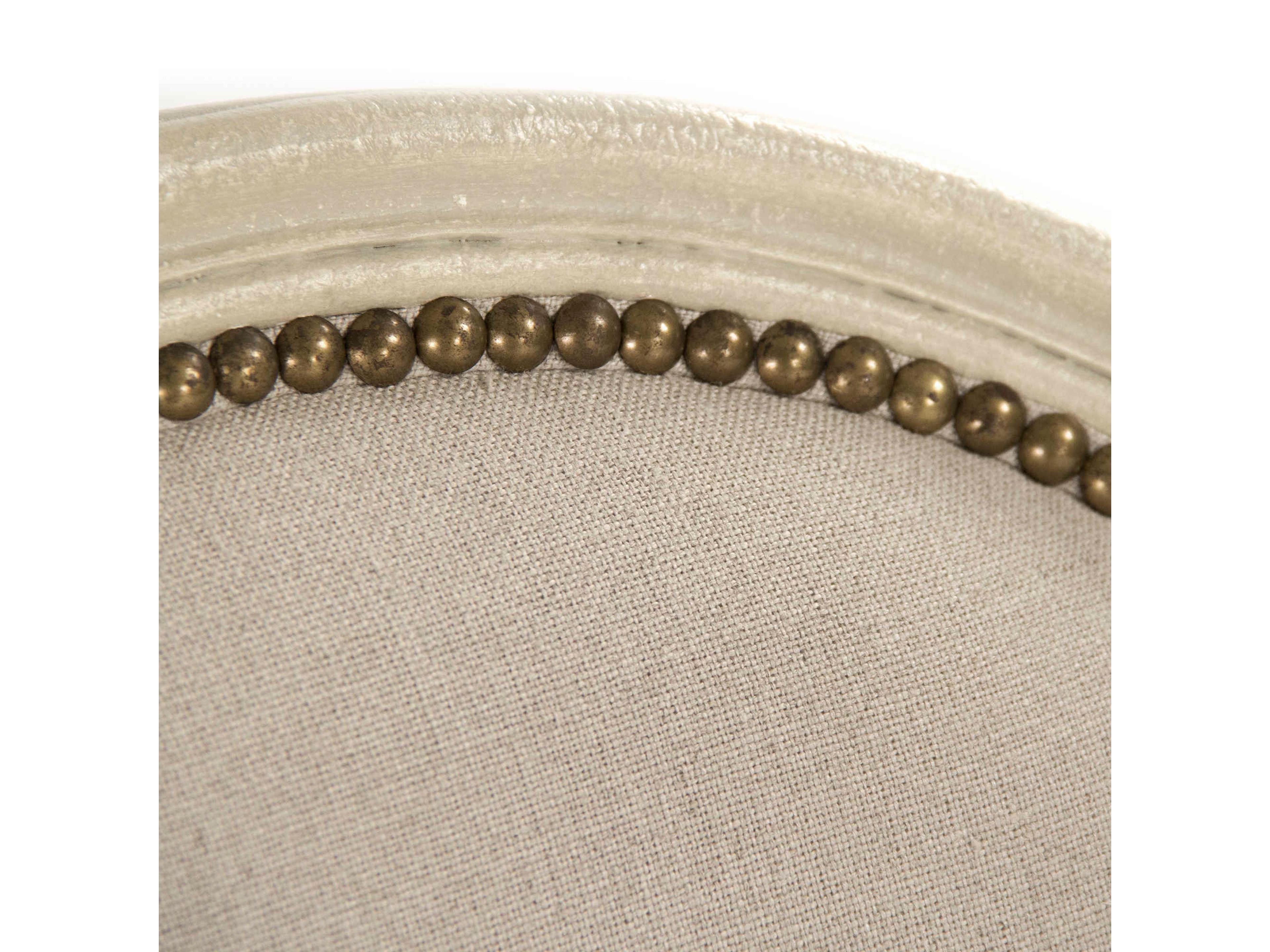 Zentique Medallion Oak Wood Gray Upholstered Armless Dining Chair