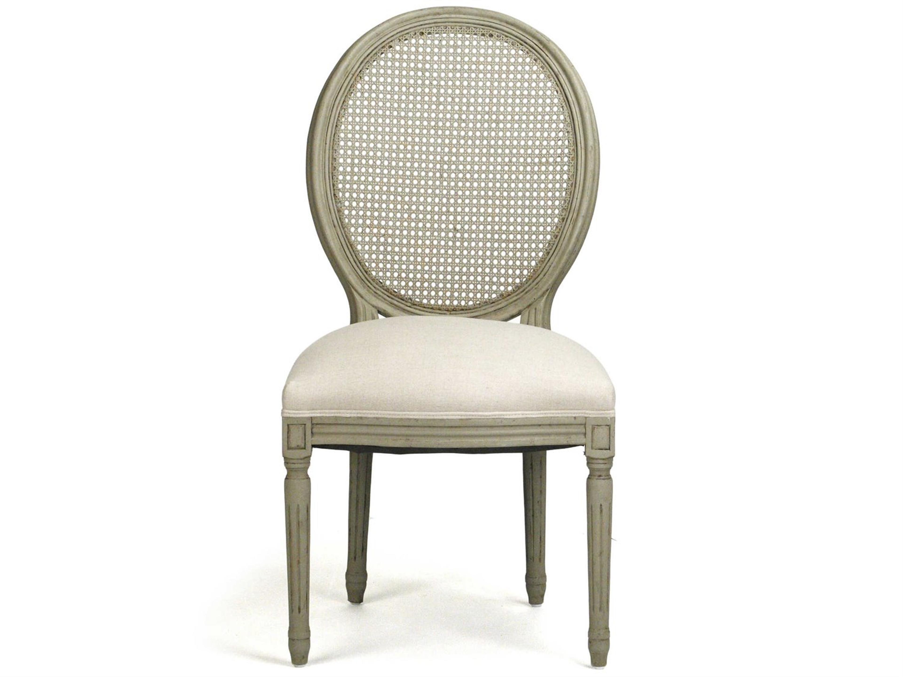 Zentique Medallion Birch Wood Beige Upholstered Side Dining Chair