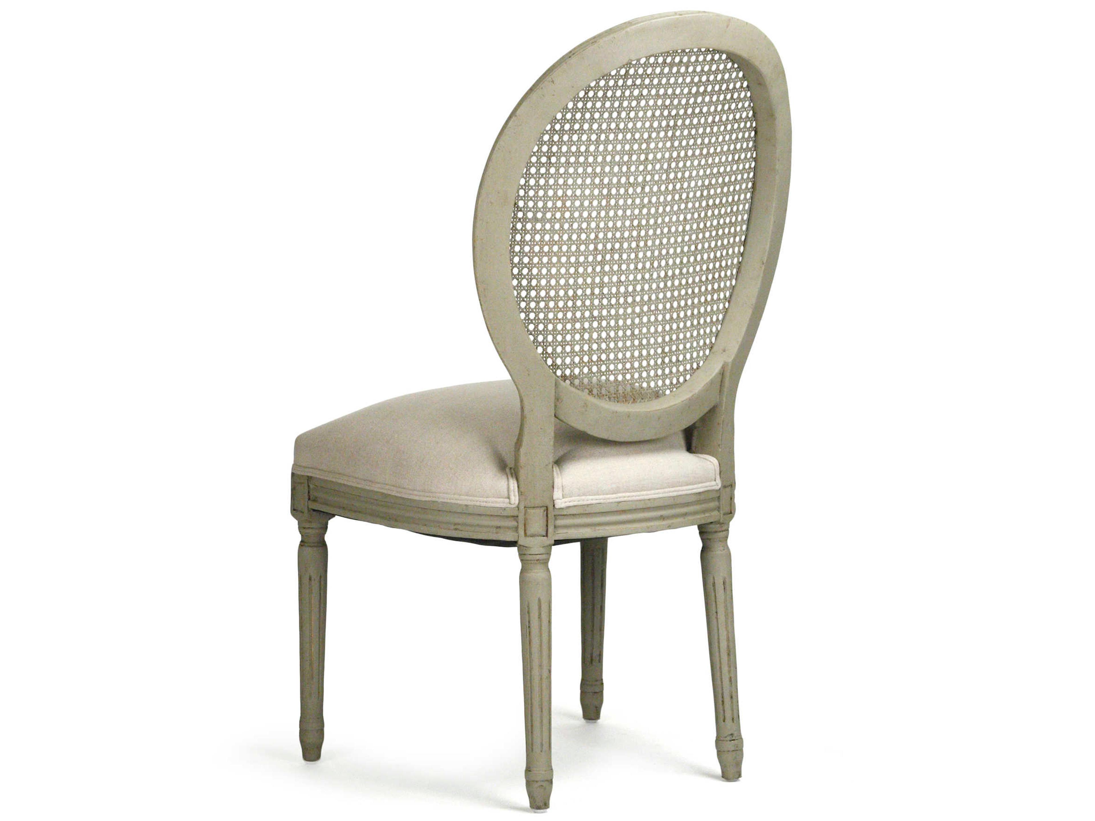 Zentique Medallion Birch Wood Beige Upholstered Side Dining Chair