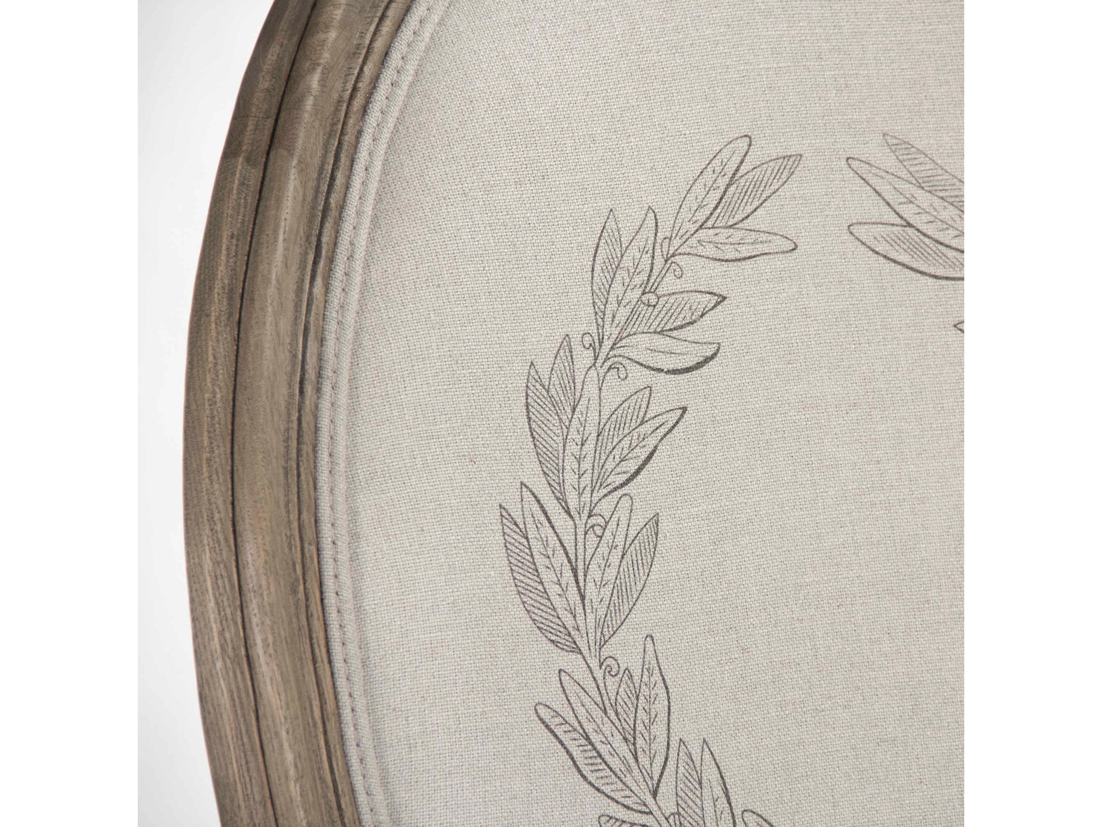 Zentique Medallion Oak Wood Gray Upholstered Armless Dining Chair