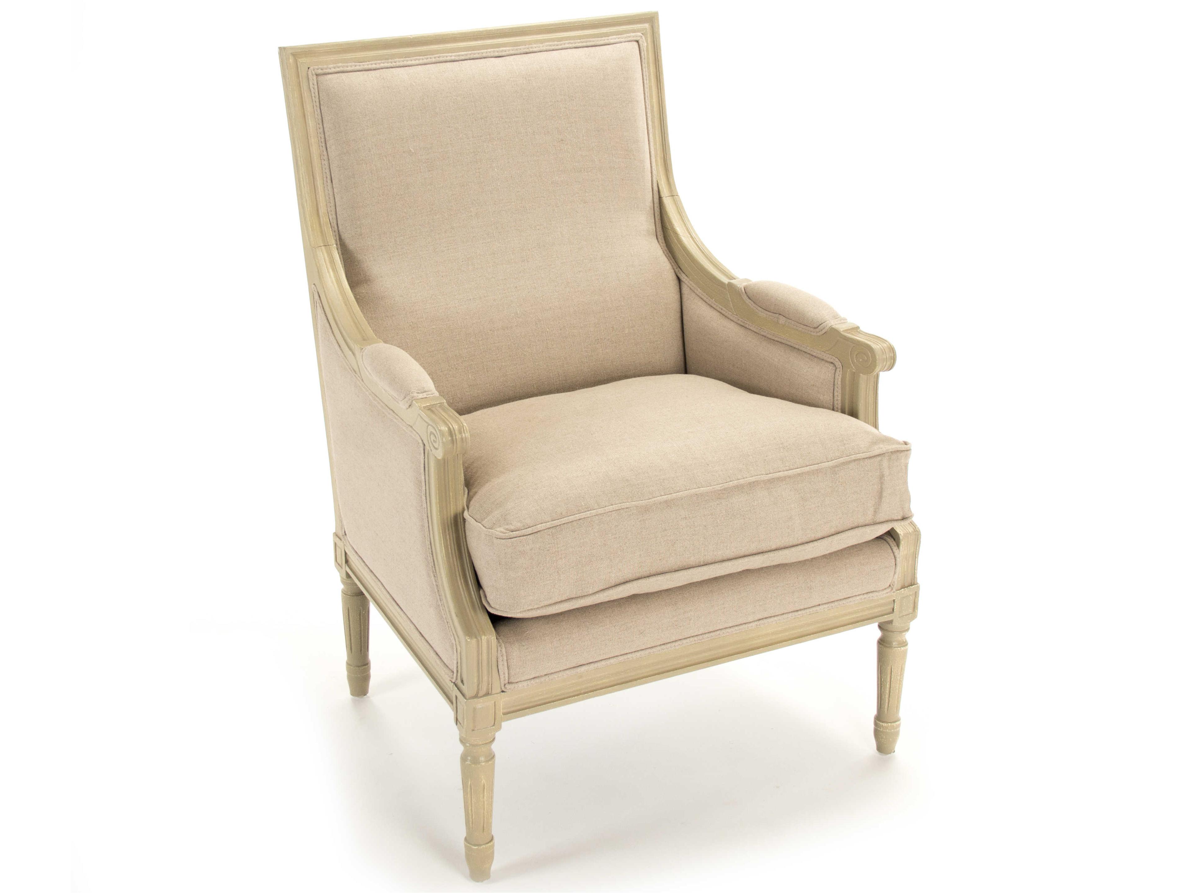 Zentique Louis Beige Fabric Accent Chair