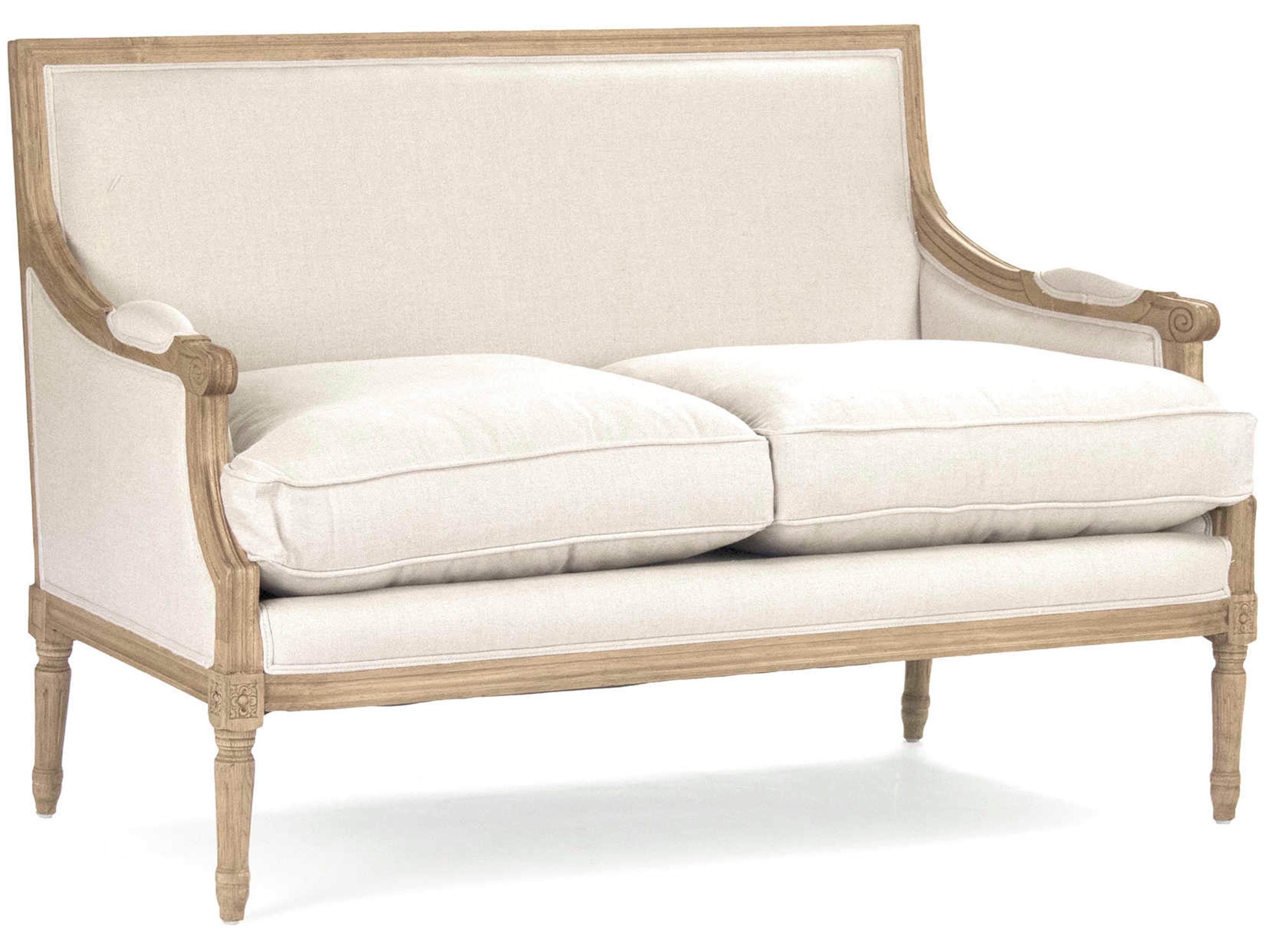 Zentique Louis White Fabric Chair and a Half