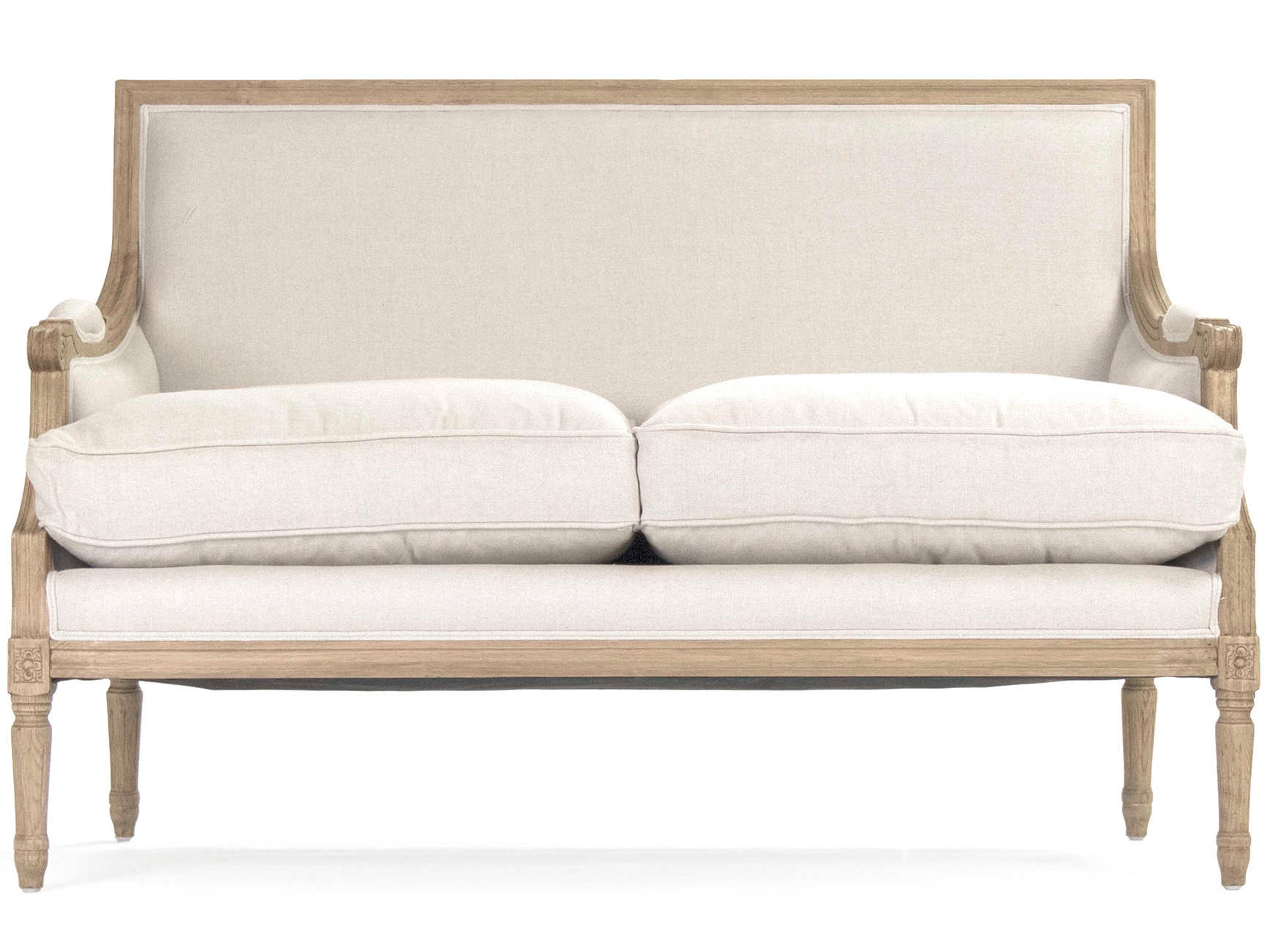 Zentique Louis White Fabric Chair and a Half