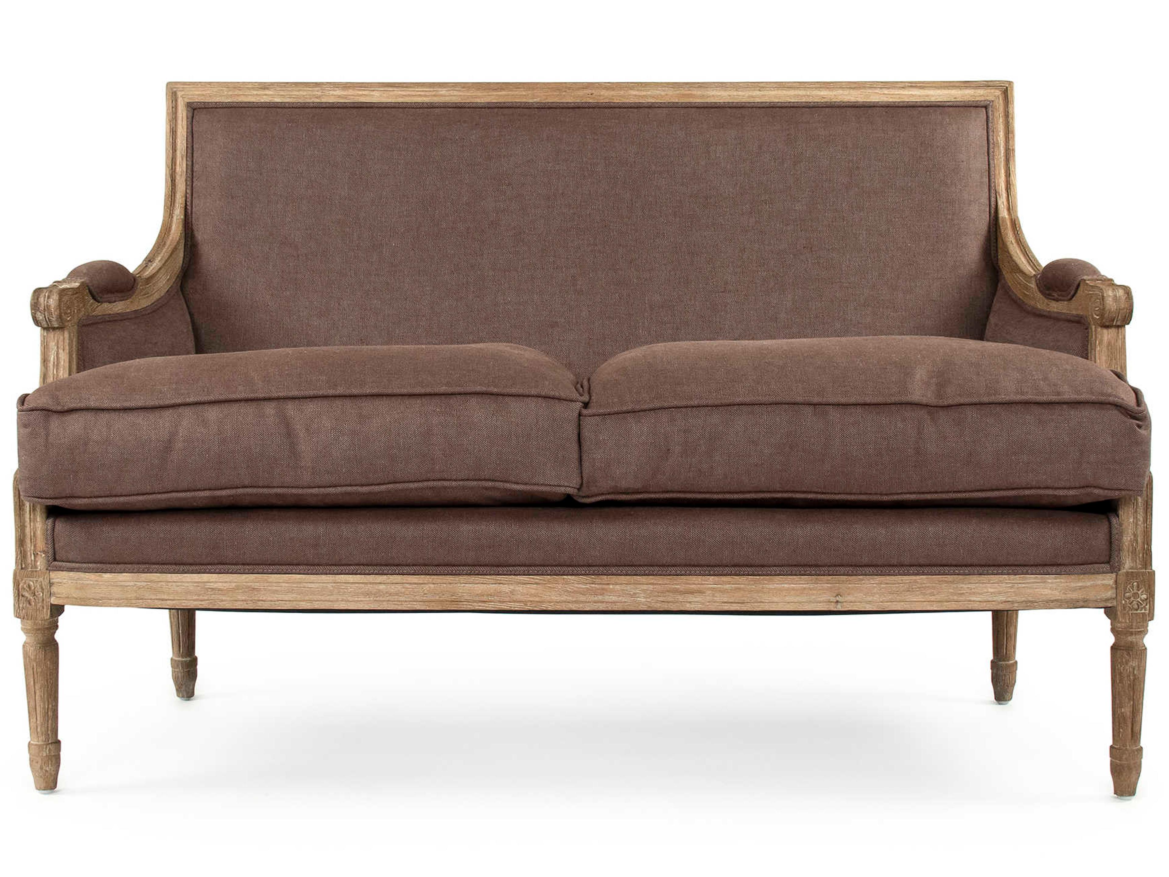 Zentique Louis Brown Fabric Chair and a Half