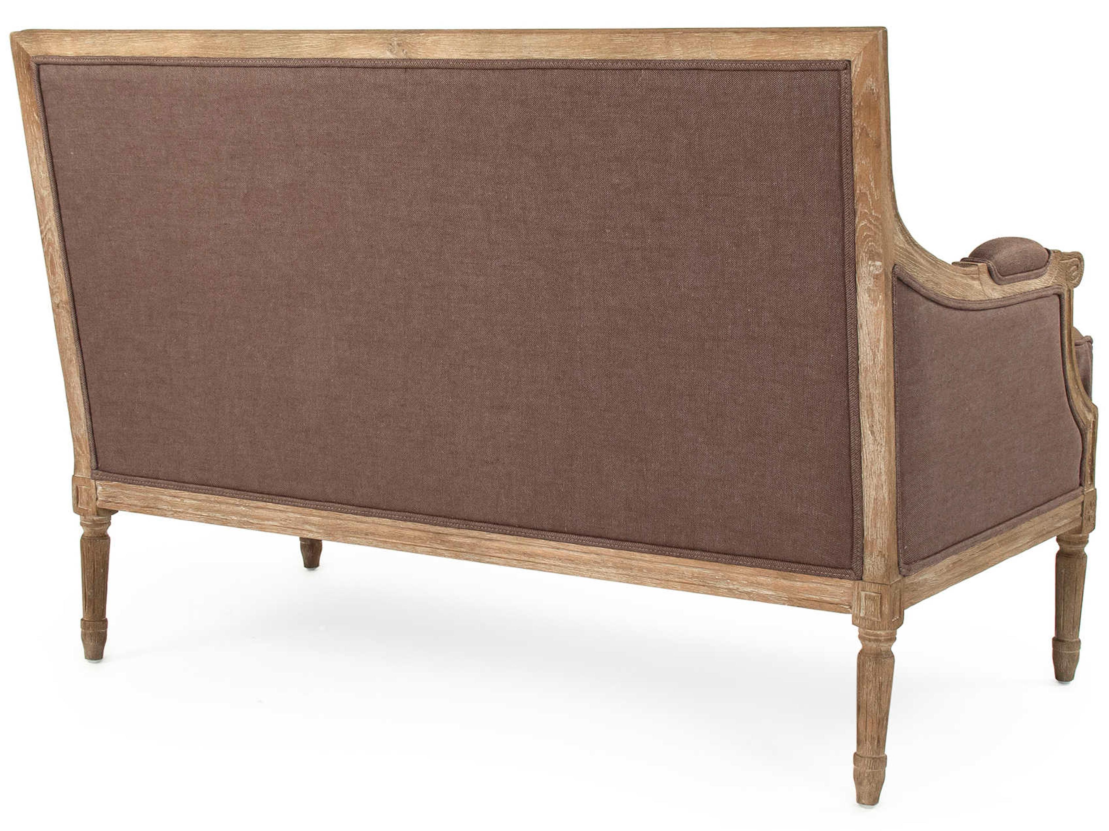 Zentique Louis Brown Fabric Chair and a Half